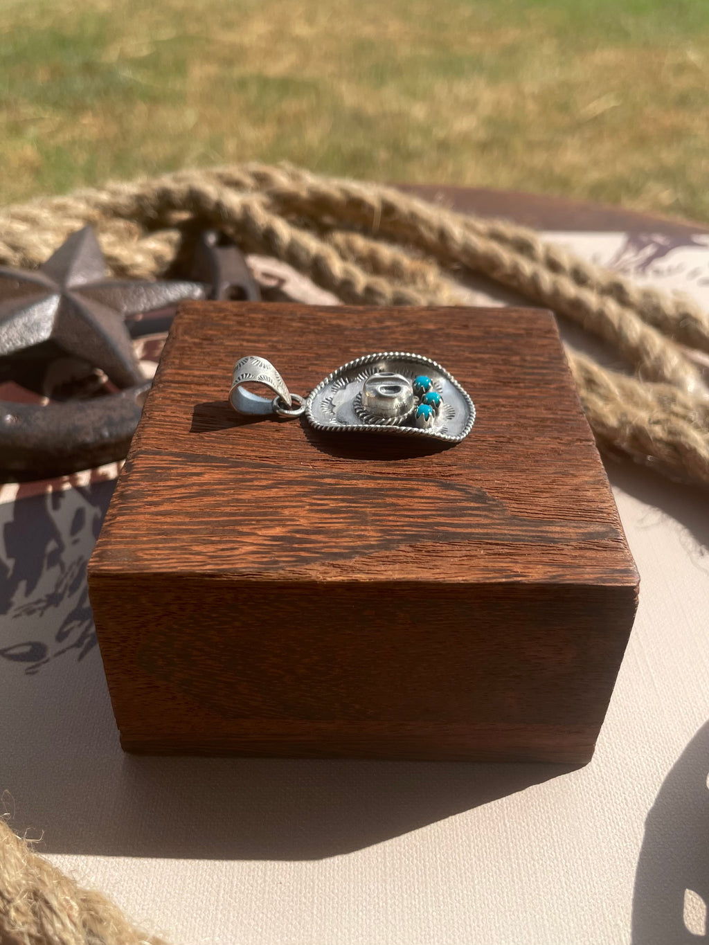 Turquoise Cowboy Hat Pendant | 925 Sterling Silver G693