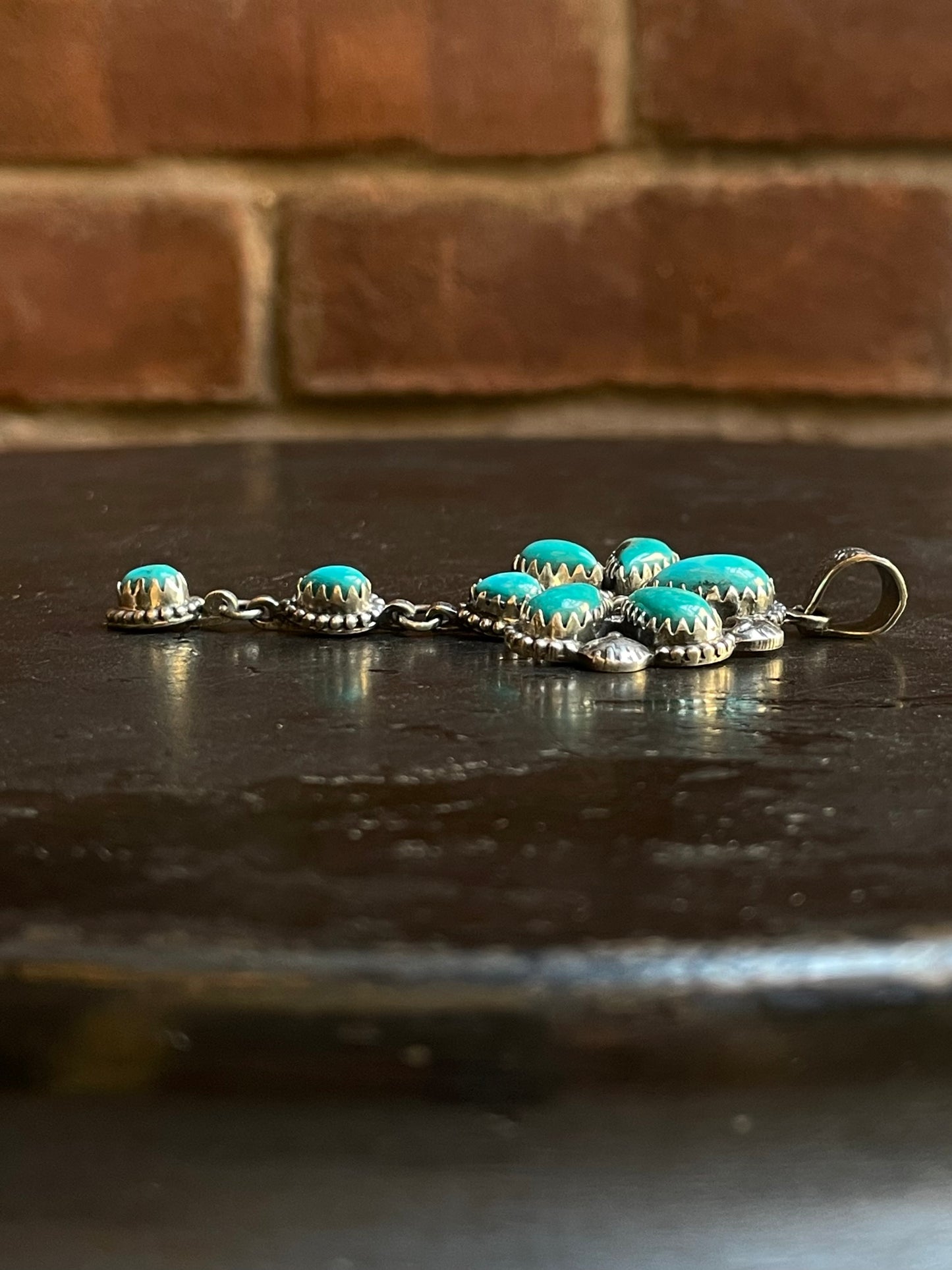 Kingman Turquoise Naja Dangle Pendant | Sterling Silver G463