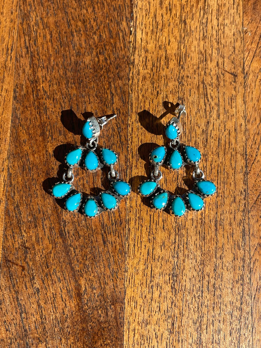 Kingman Turquoise Chandelier Stud Earrings | 925 Sterling Silver C835