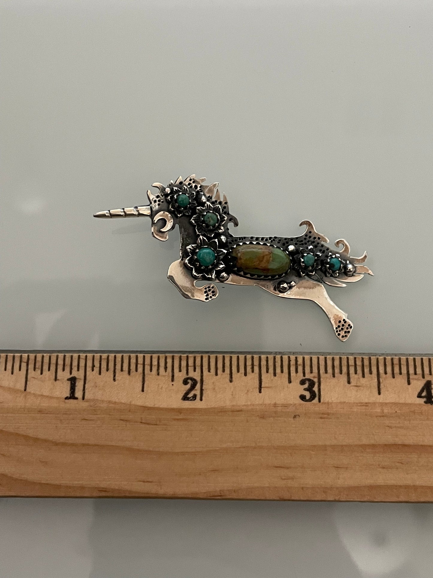 Kingman Turquoise Unicorn Pendant | 925 Sterling Silver E224