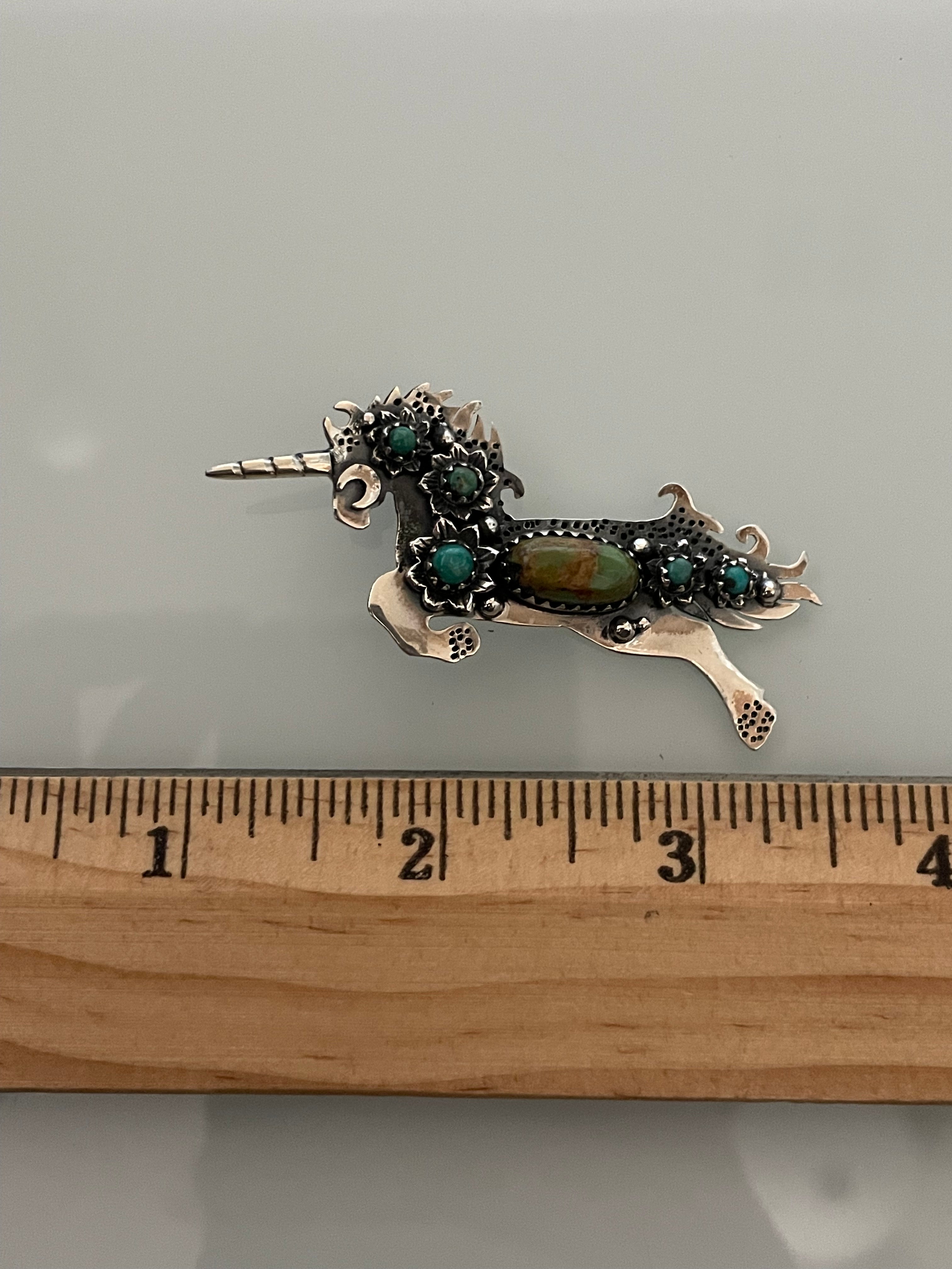 Kingman Turquoise Unicorn Pendant | 925 Sterling Silver E224