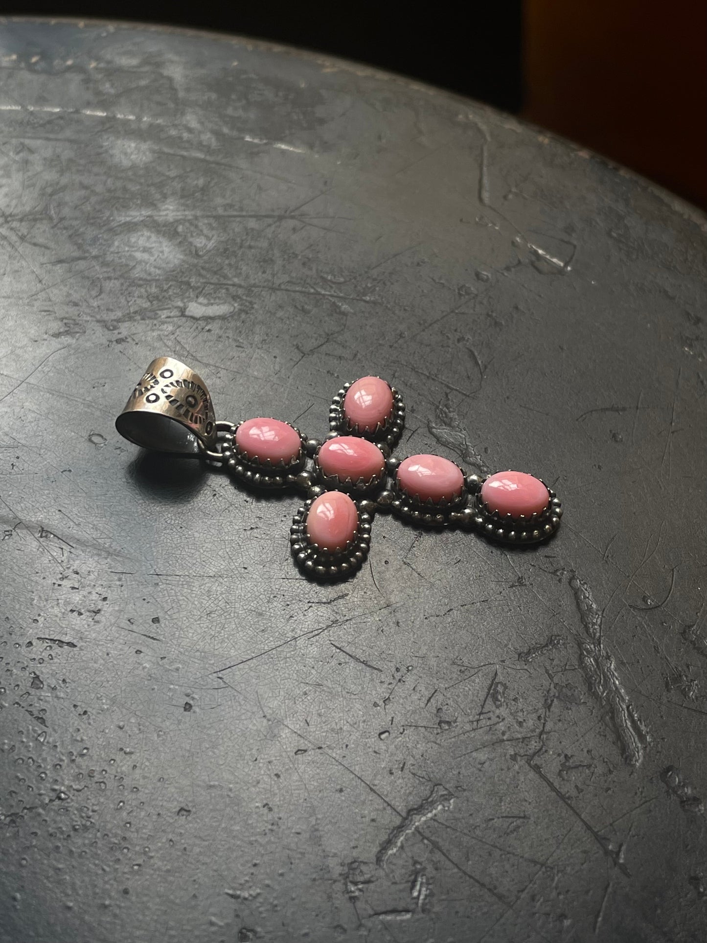 Pink Conch Cross Pendant | Sterling Silver E719