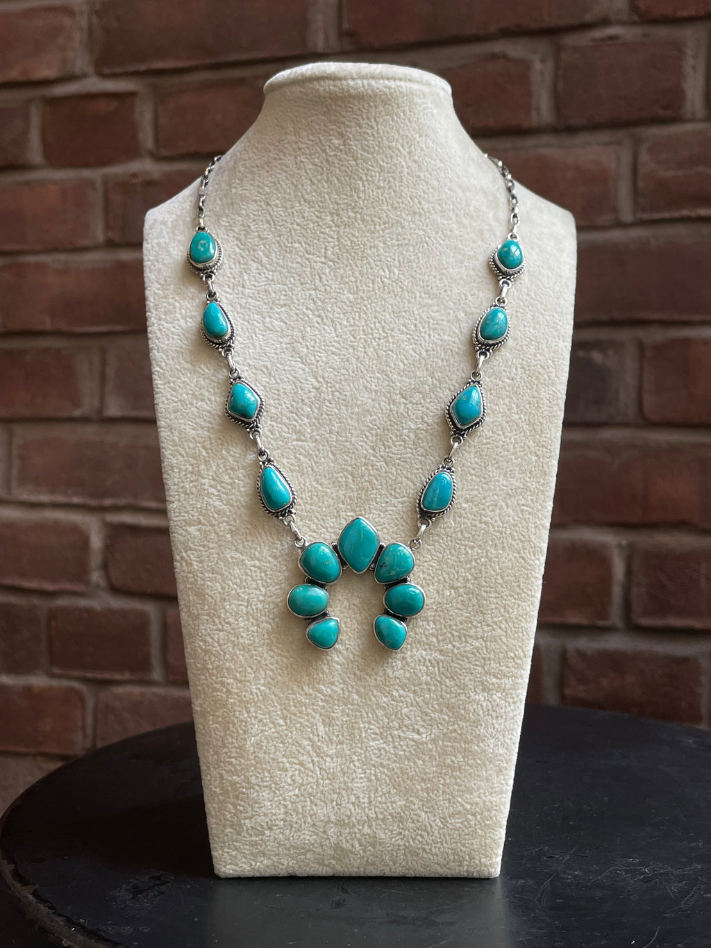 Kingman Turquoise Naja Necklace | 925 Sterling Silver E625