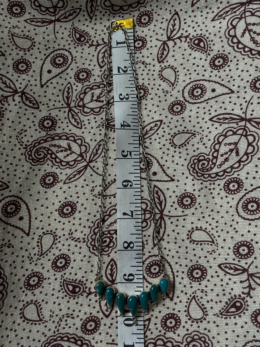 Turquoise Teardrop Bib Necklace | 925 Sterling Silver D320