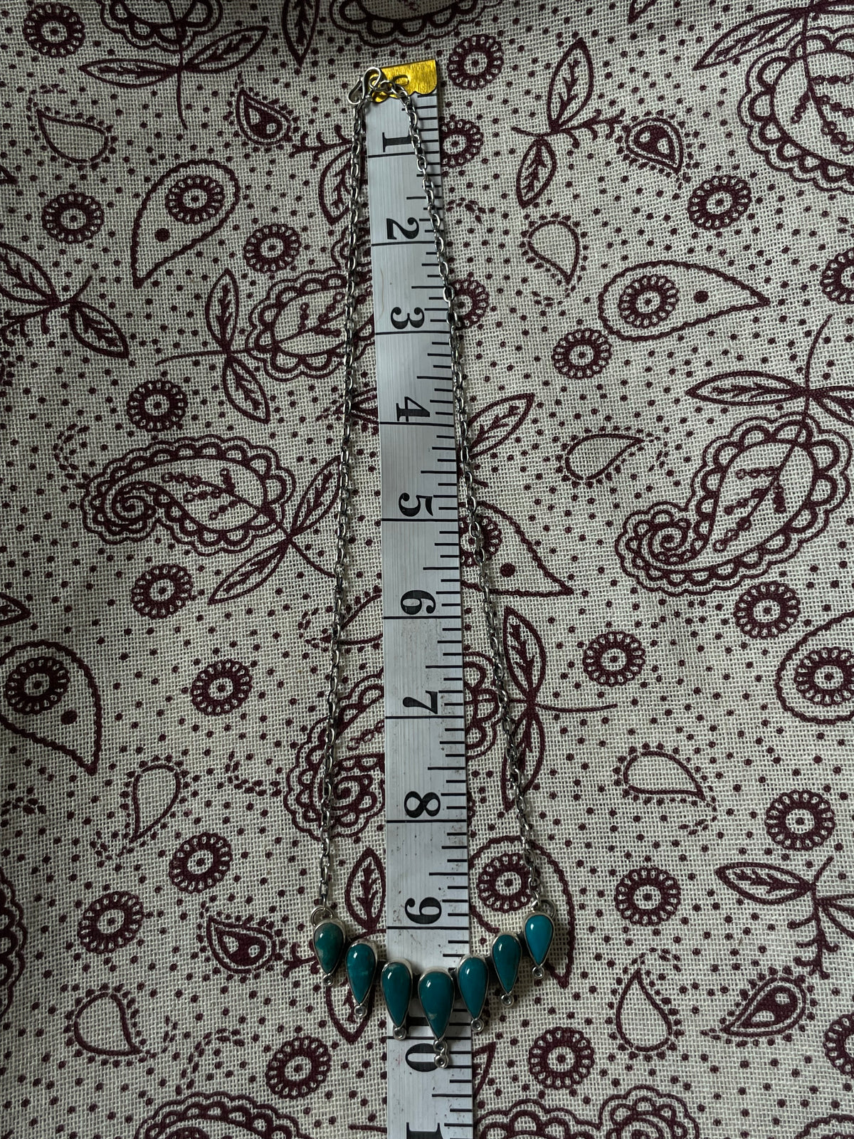 Turquoise Teardrop Bib Necklace | 925 Sterling Silver D320