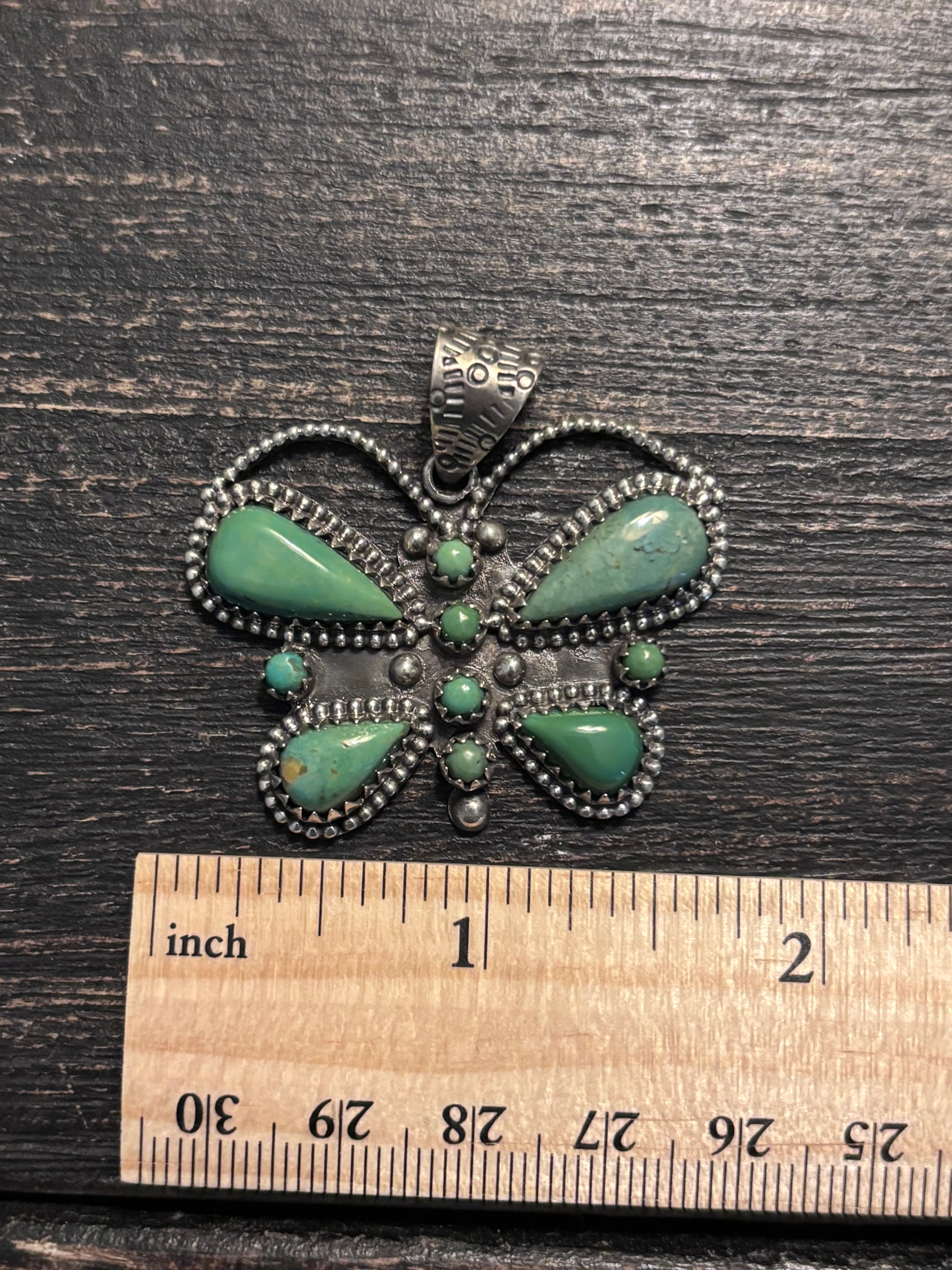 Turquoise Butterfly Pendant | 925 Sterling Silver Southwestern A113