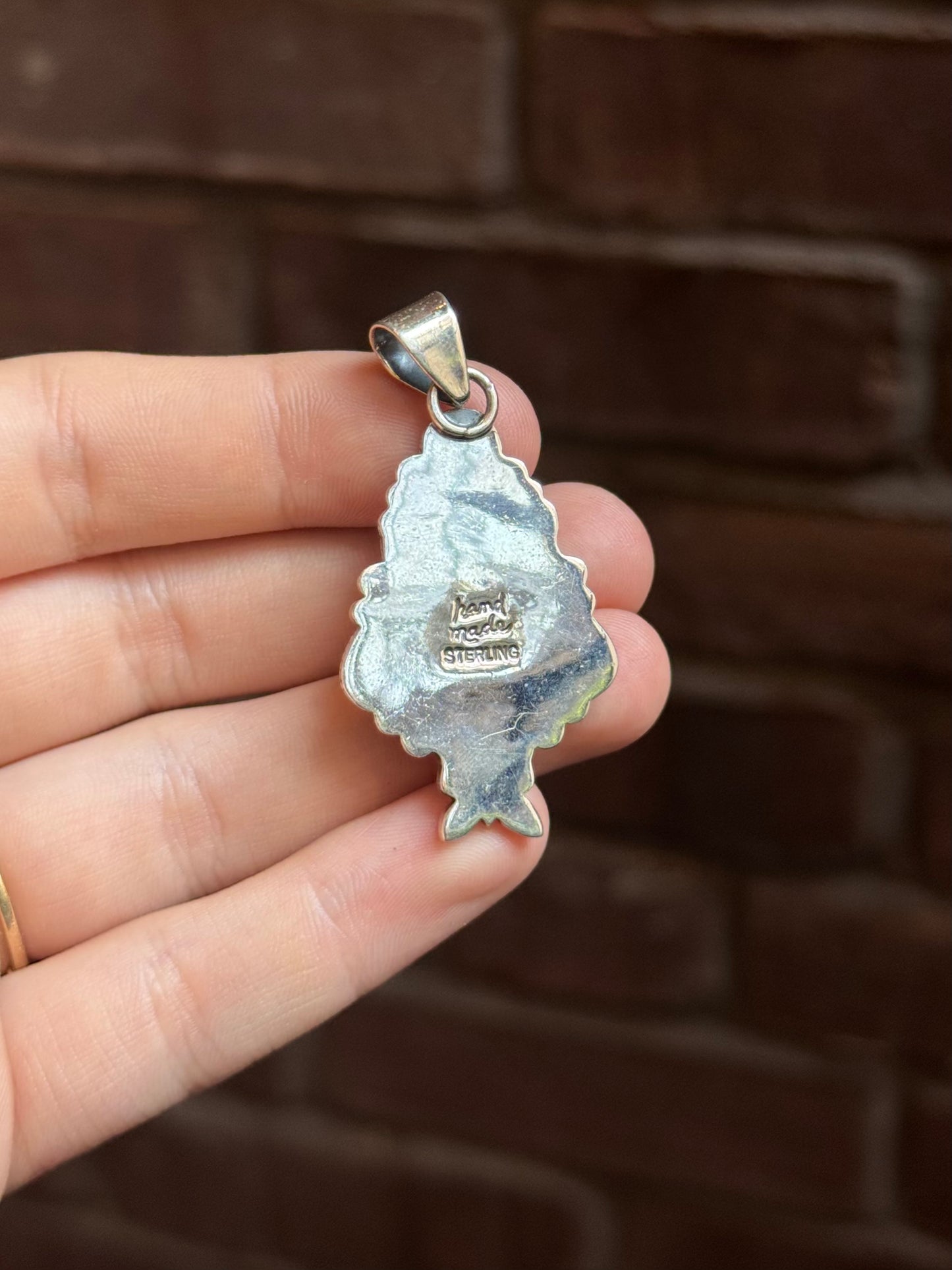 Pink Conch Teardrop Pendant | Sterling Silver | A927
