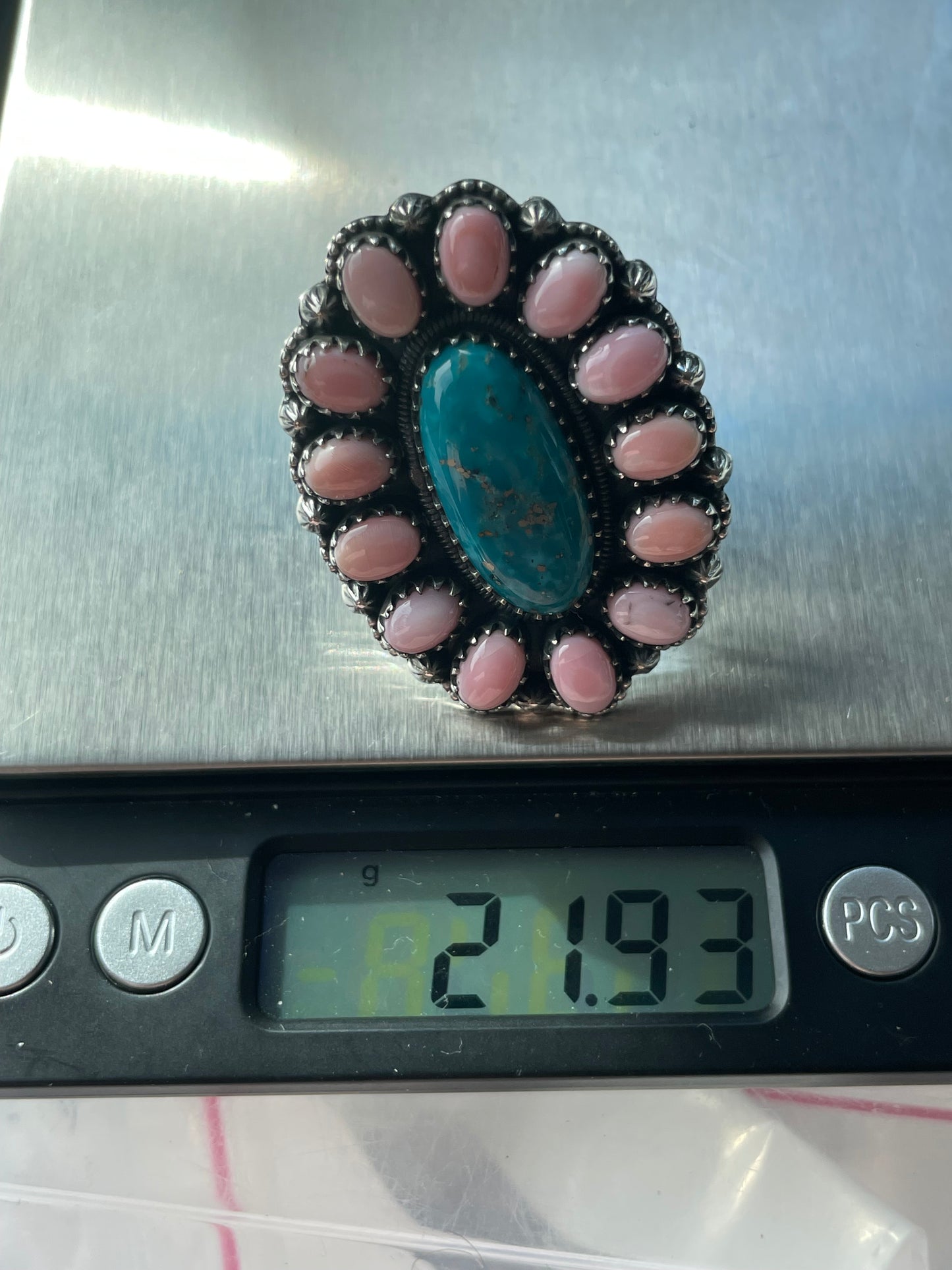 Turquoise & Pink Conch Ring Size 9 | 925 Sterling Silver B585