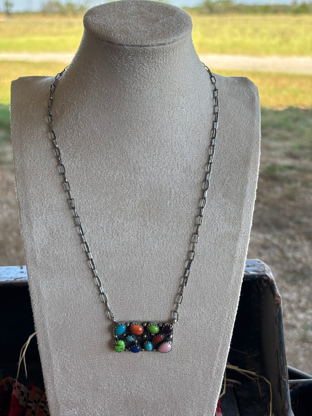 Multistone Bar Necklace | 925 Sterling Silver Z36