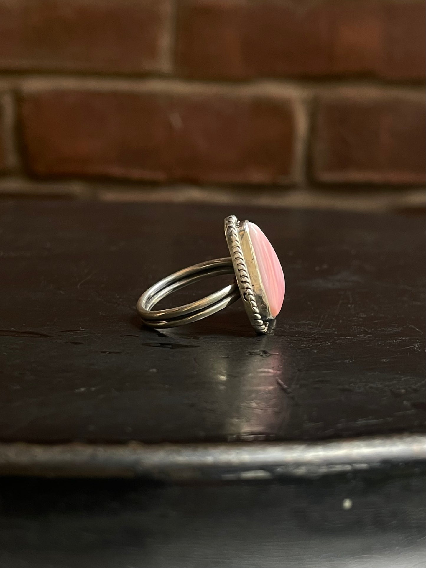 Pink Conch Ring Size 8 | 925 Sterling Silver G105