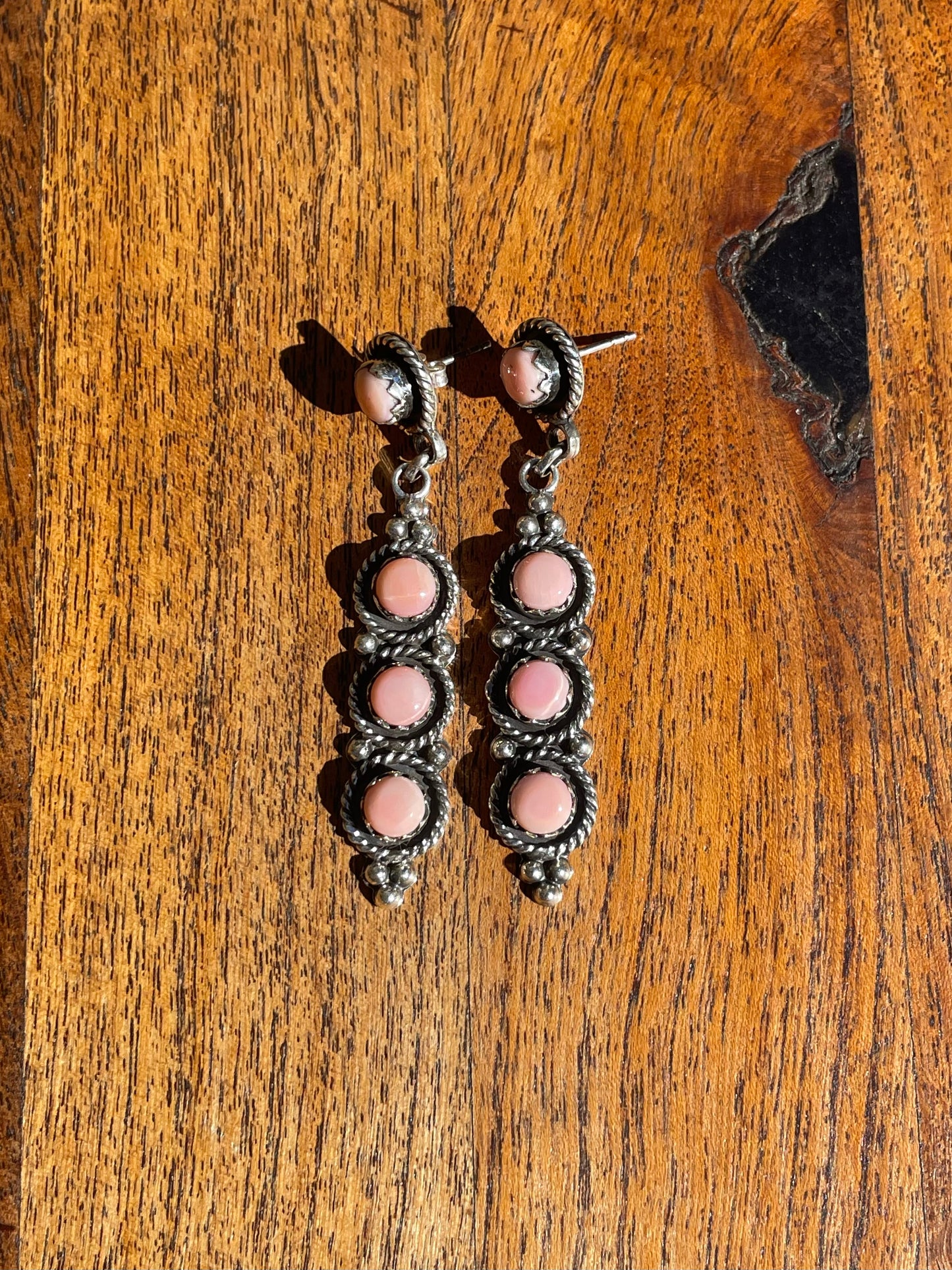 Pink Conch Drop Stud Earrings | 925 Sterling Silver C830