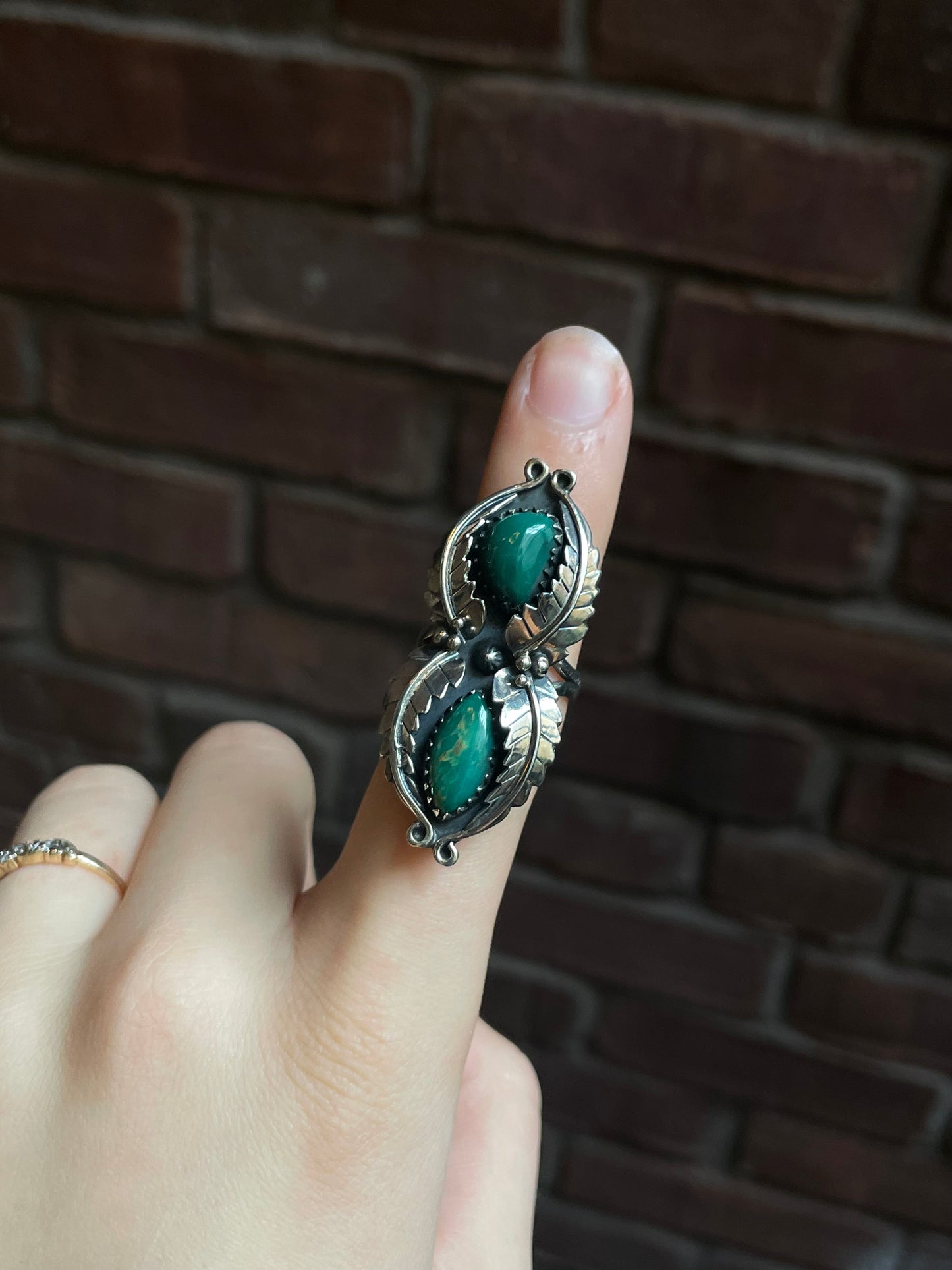 Turquoise Leaf Ring Size 8 | 925 Sterling Silver C953