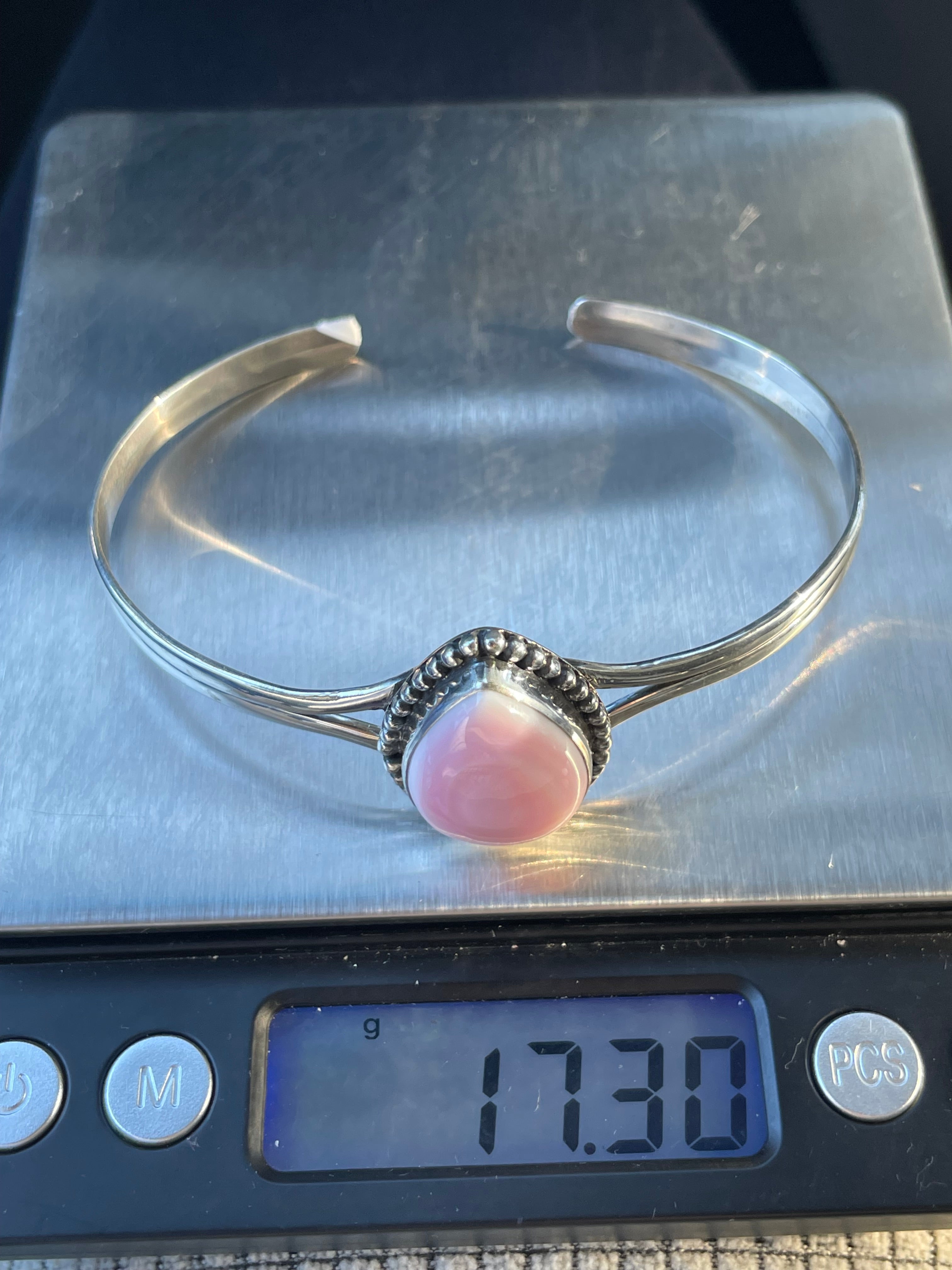 Pink Conch Cuff Bracelet | 925 Sterling Silver Southwest D117