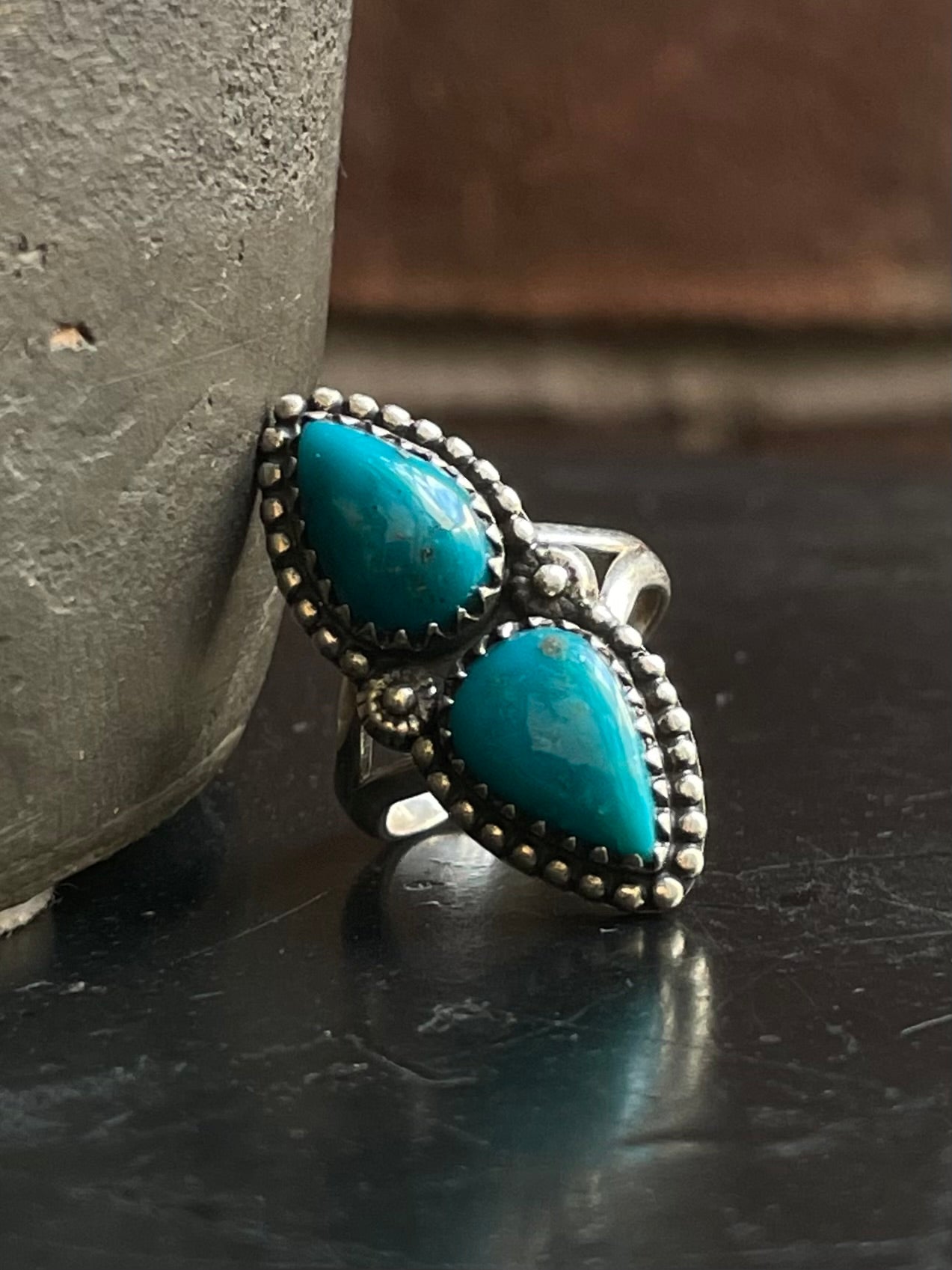 Kingman Turquoise Tear Drop Ring Size 7 | 925 Sterling Silver G585