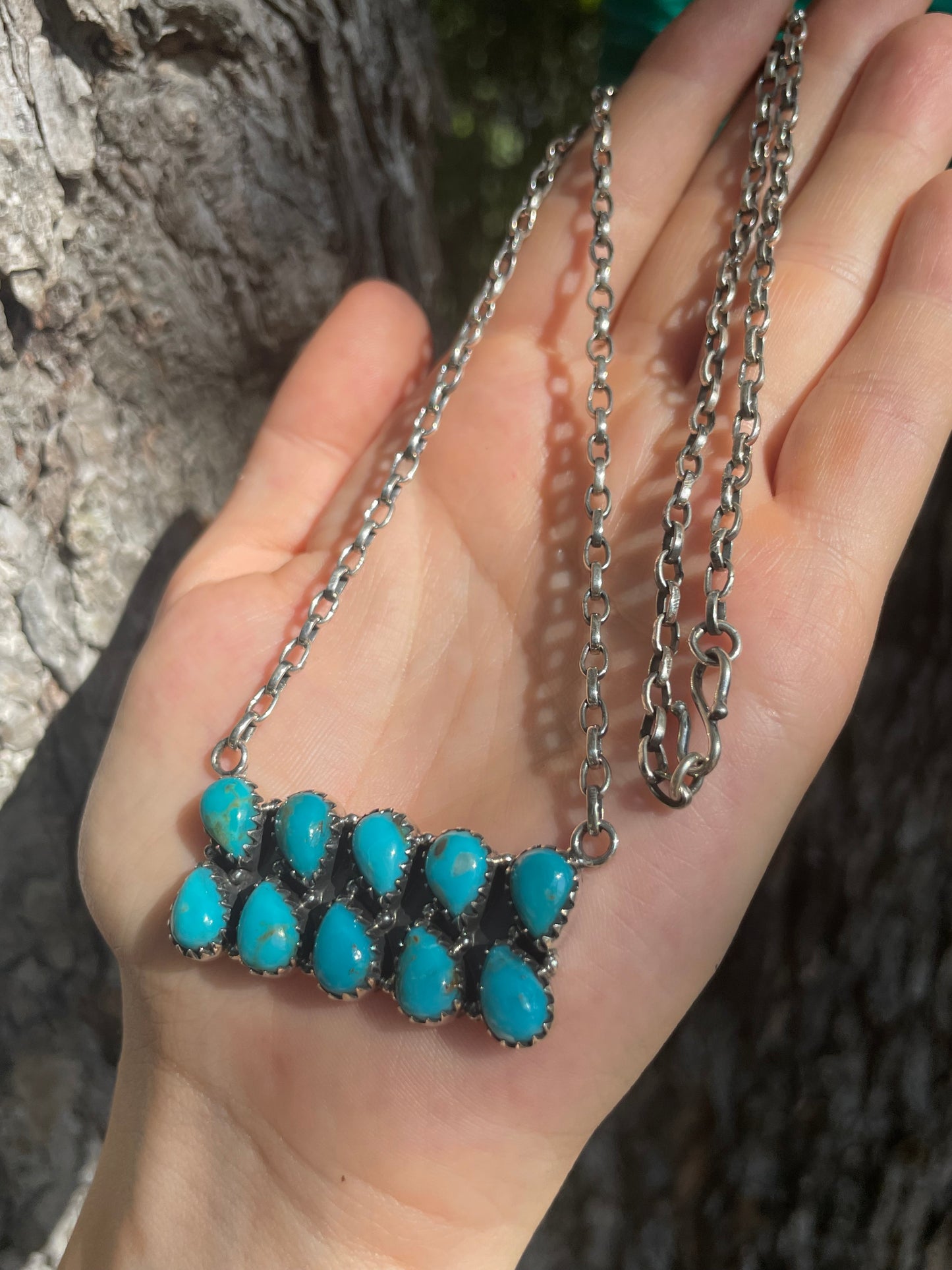 Kingman Turquoise Bar Necklace | 925 Sterling Silver | Z32