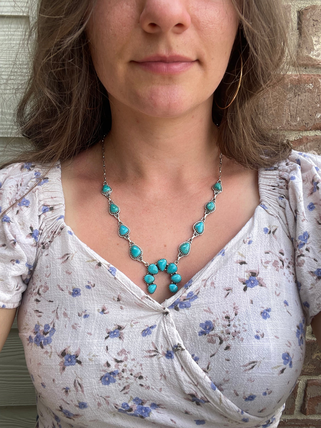 Kingman Turquoise Naja Necklace | 925 Sterling Silver G394
