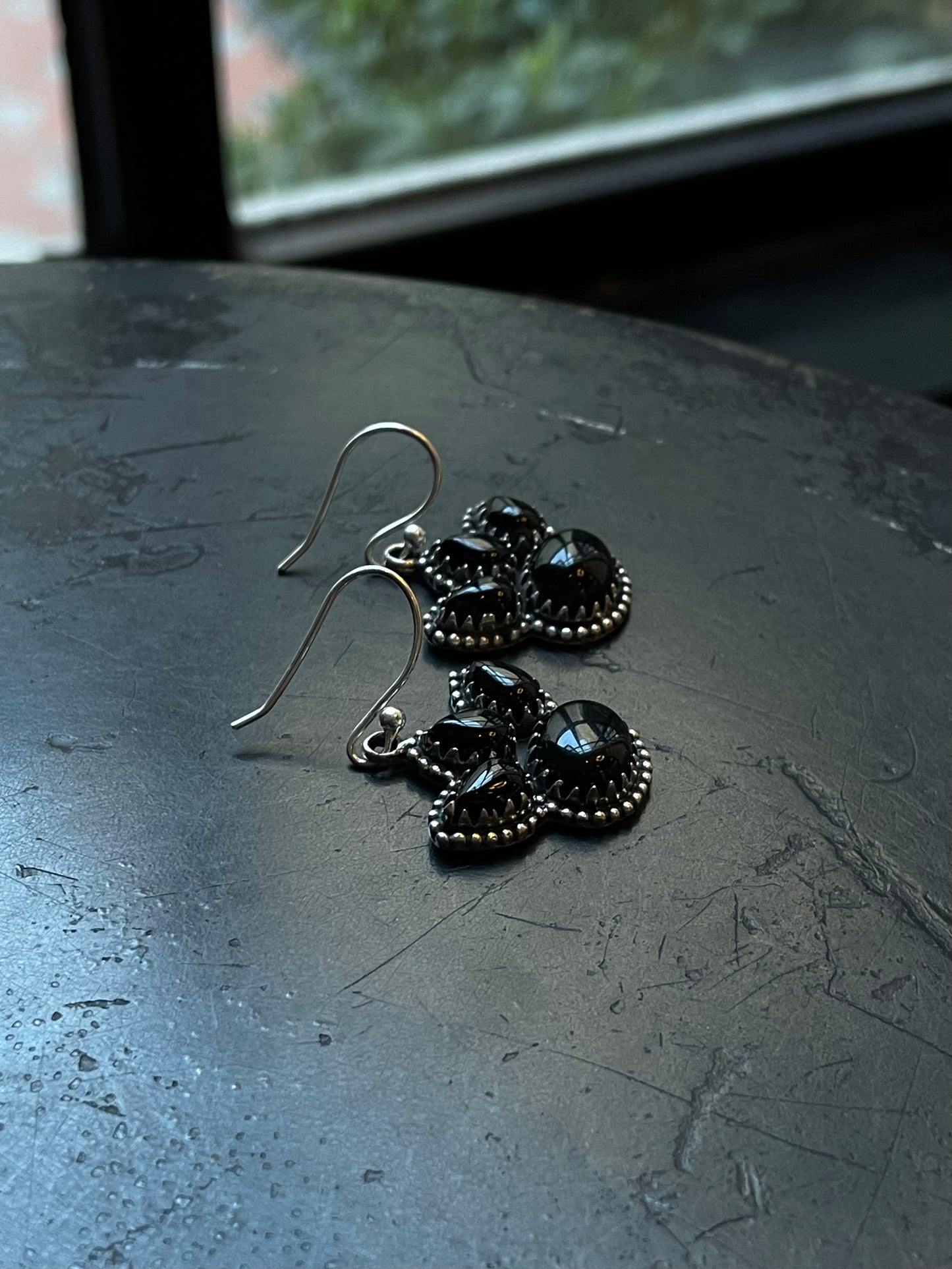 Black Onyx Paw Earrings | 925 Sterling Silver Hook E399