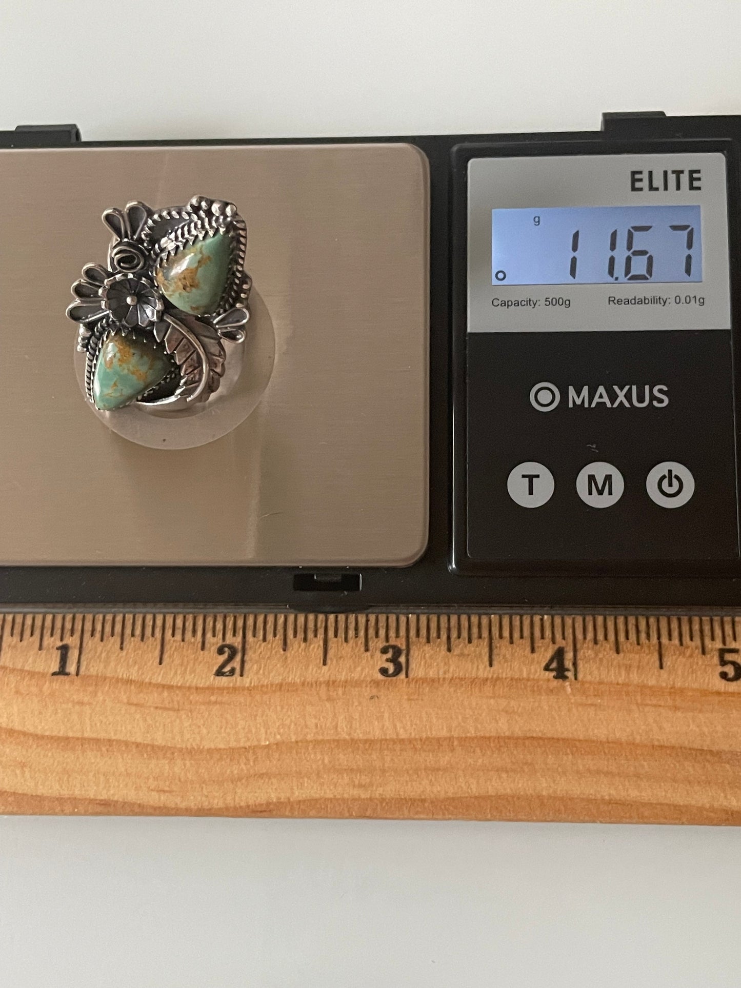 Kingman Turquoise Feather Teardrop Ring | Sterling Silver | Size 7.75 G305