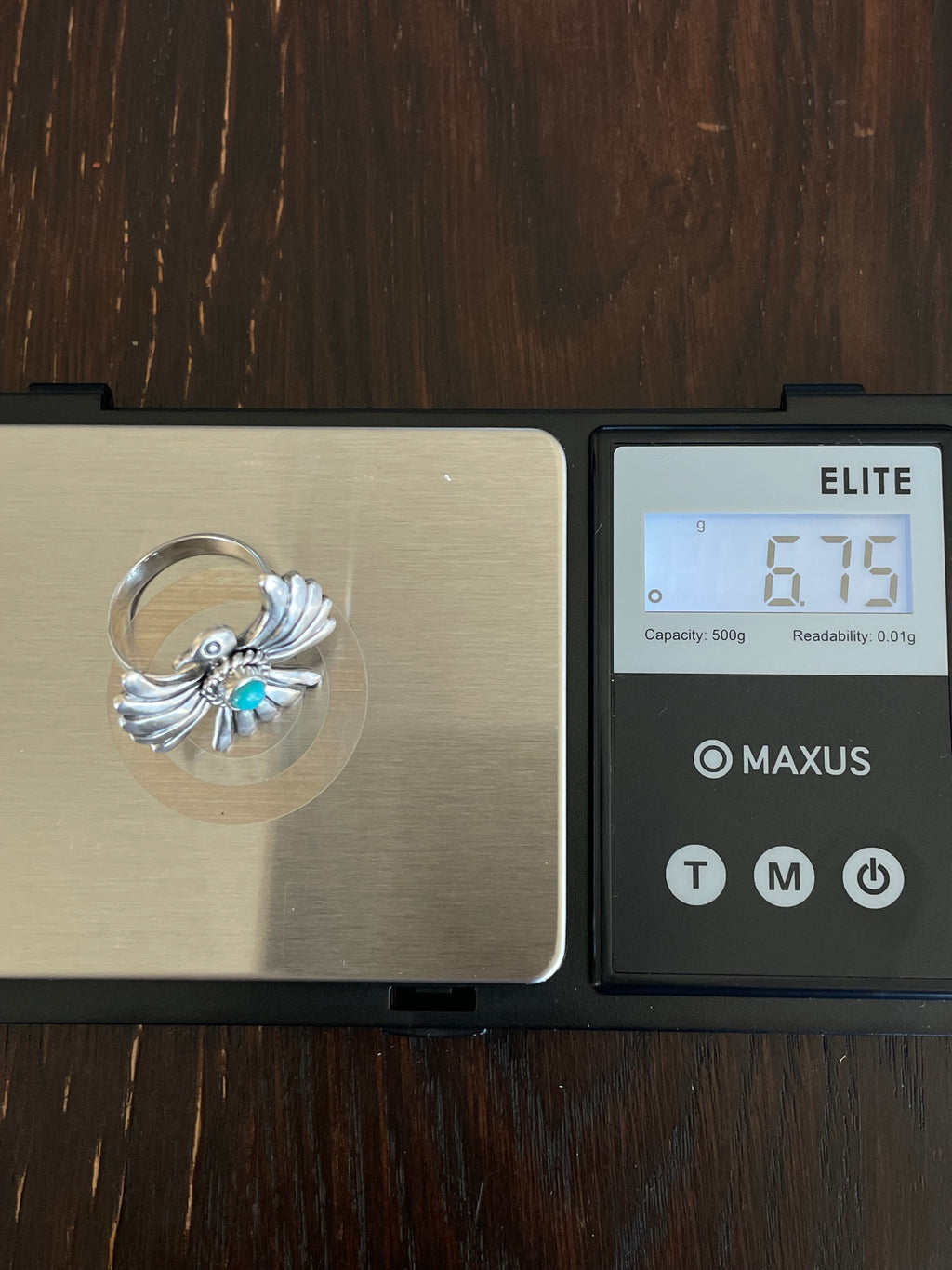 Turquoise Bird Ring Size 7.75 | Sterling Silver E888