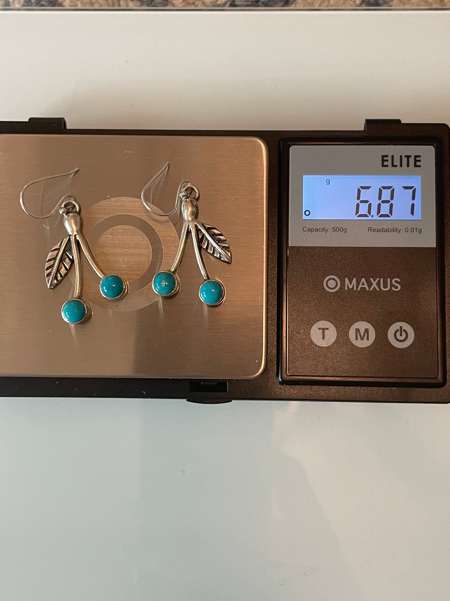 Kingman Turquoise Cherry Dangle Earrings | Sterling Silver E947