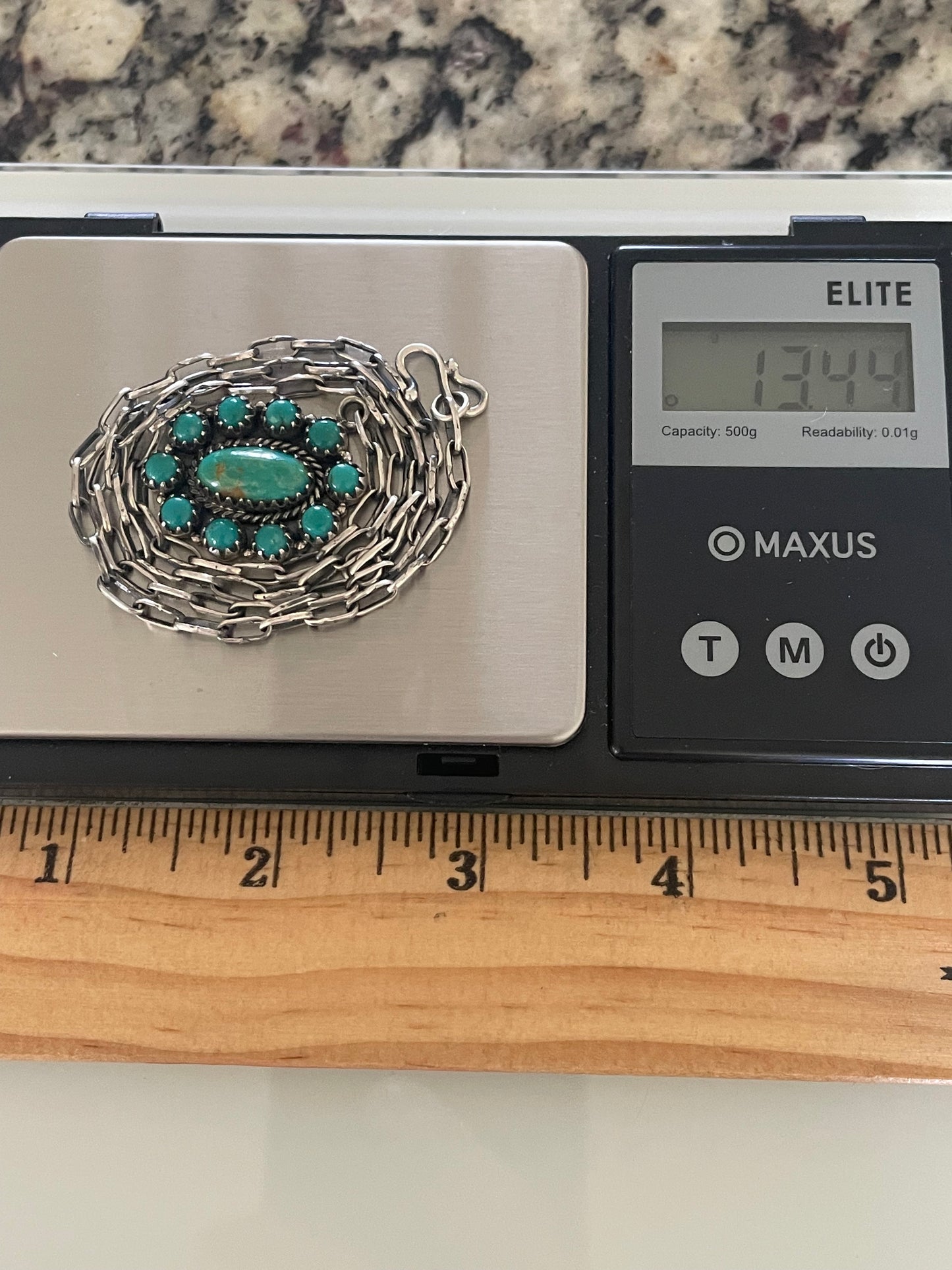 Kingman Turquoise Cluster Necklace | Sterling Silver G420