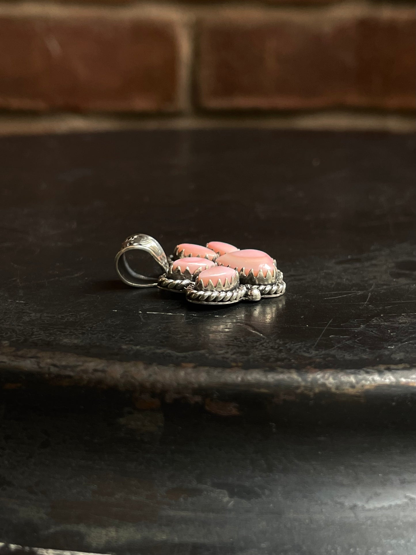 Pink Conch Heart Paw Pendant | 925 Sterling Silver E961