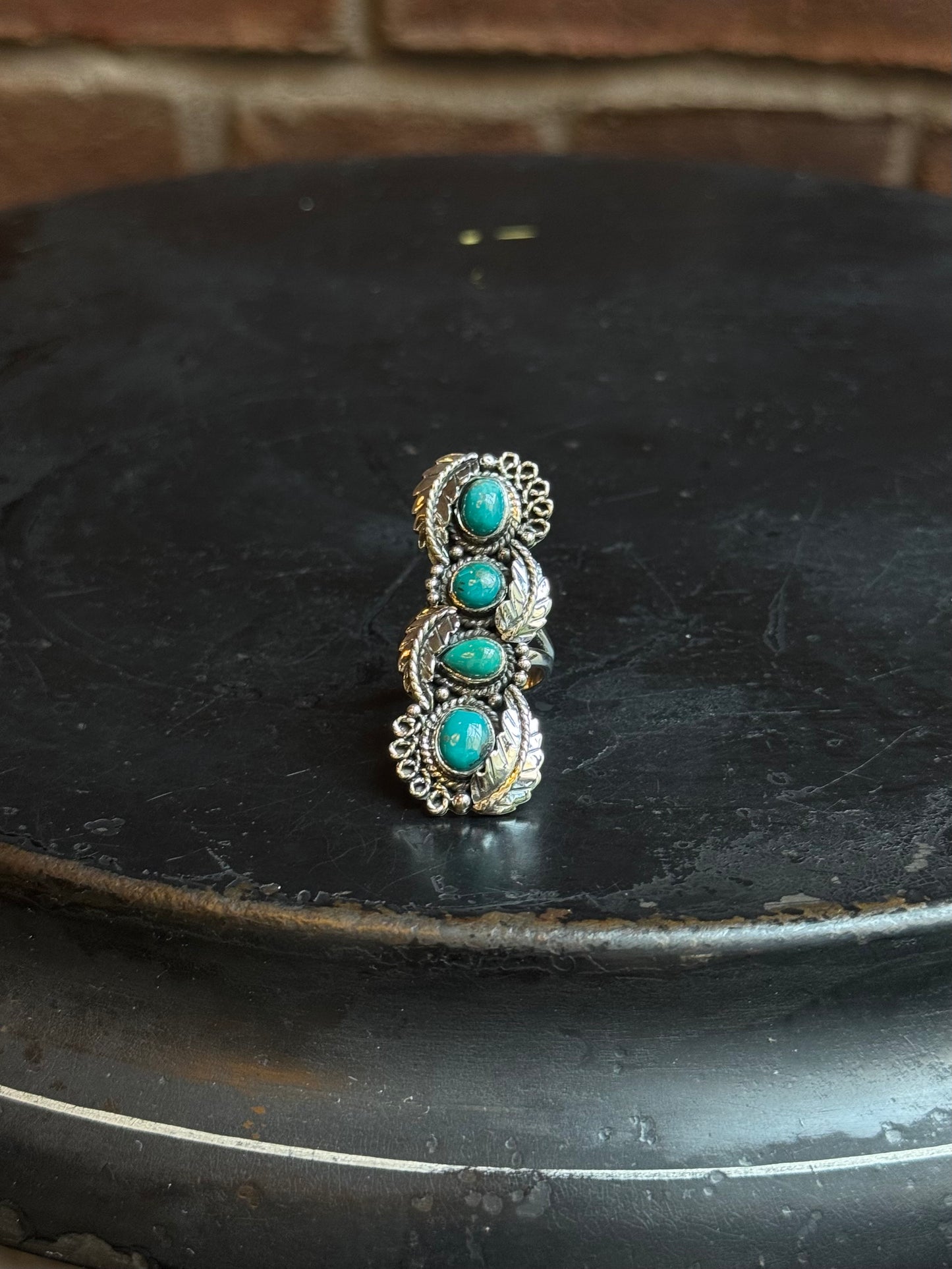 Turquoise Feather Ring | Sterling Silver | Size 6 | C145