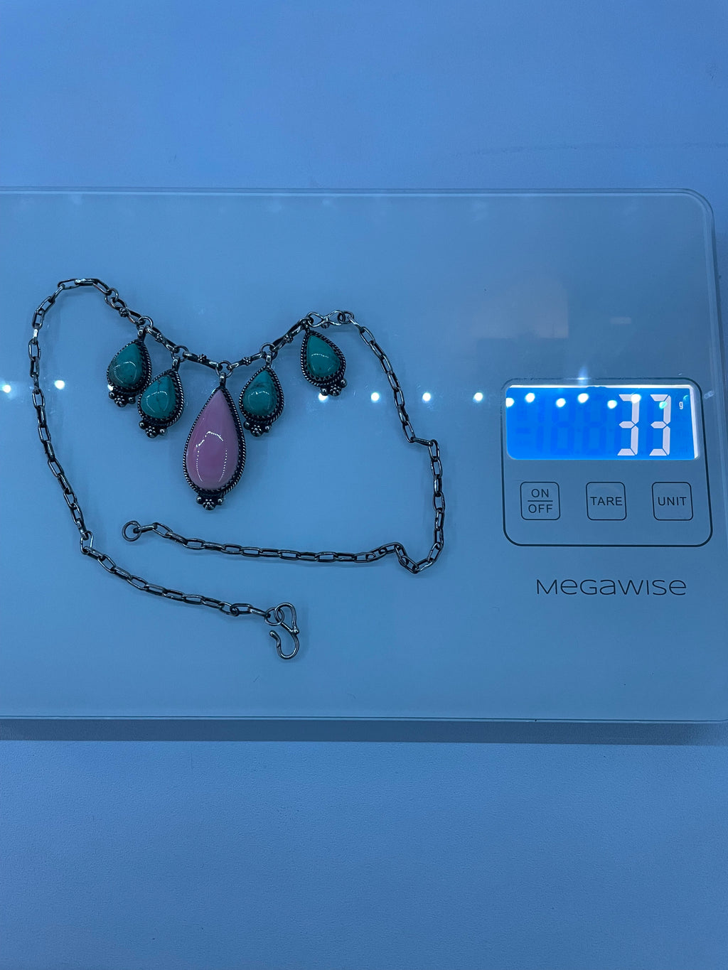 Pink Conch & Turquoise Necklace | 925 Sterling Silver E338