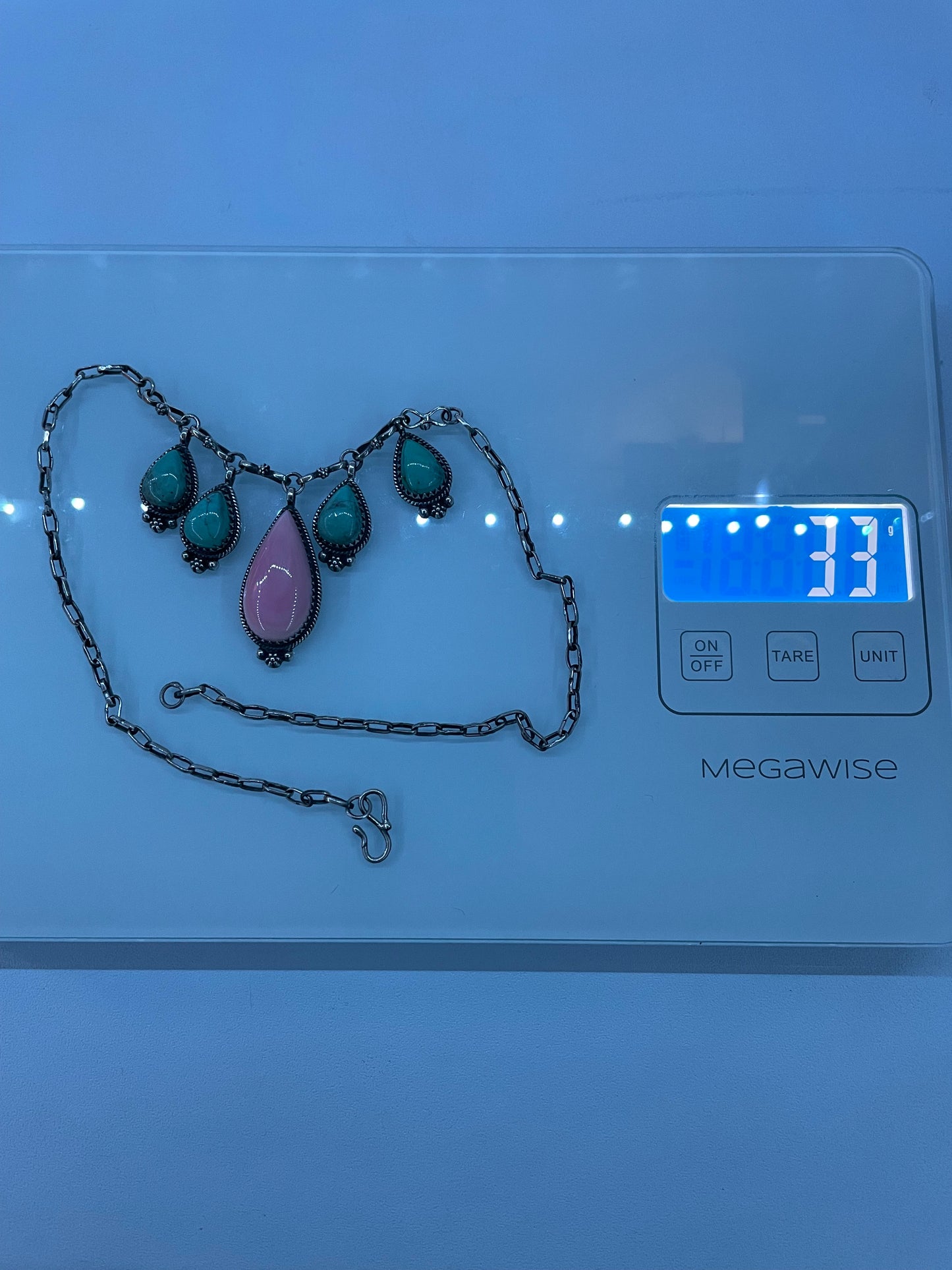 Pink Conch & Turquoise Necklace | 925 Sterling Silver E338