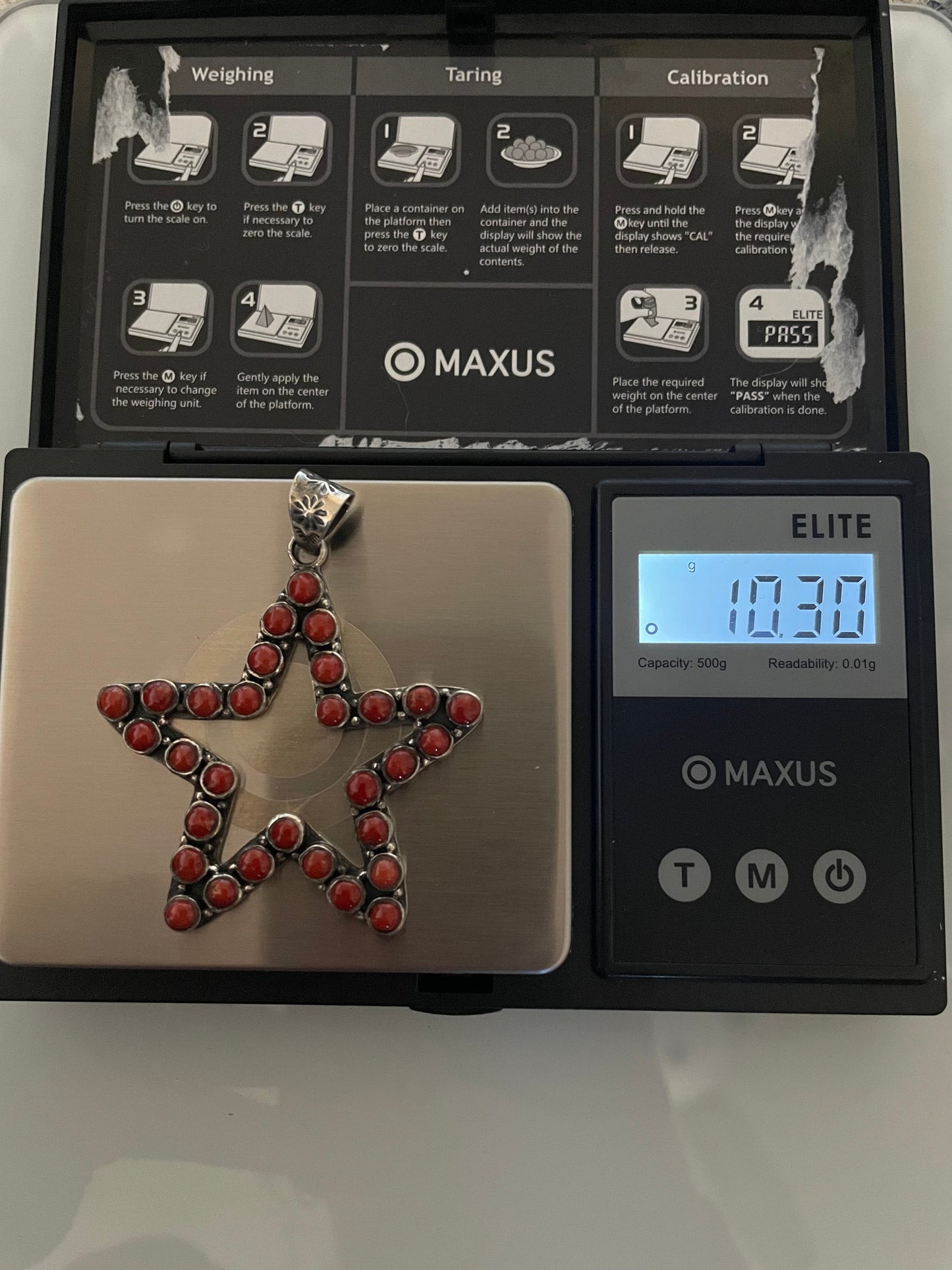 Red Coral Star Pendant | 925 Sterling Silver E218