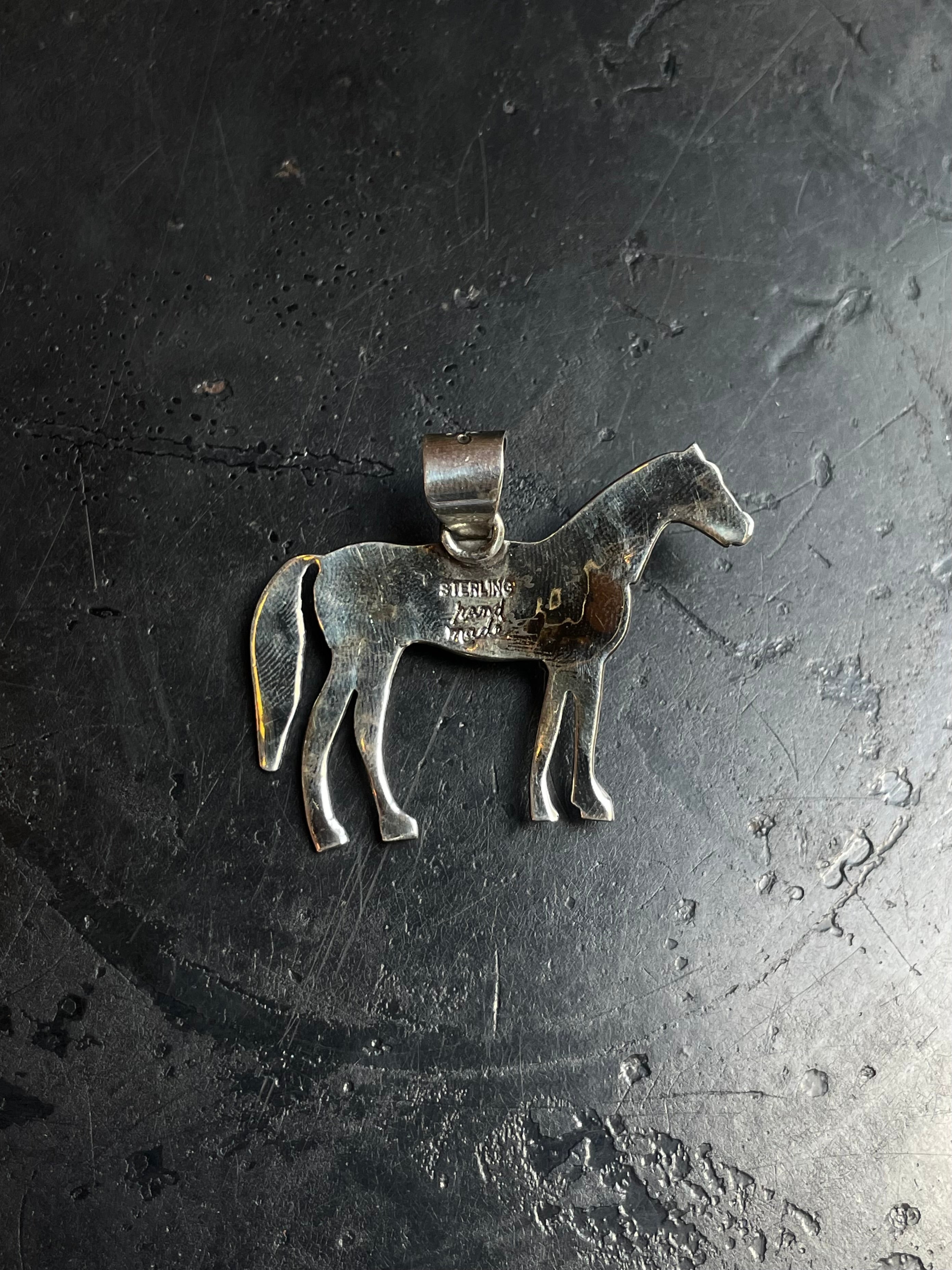 Kingman Turquoise Horse Pendant | 925 Sterling Silver E245