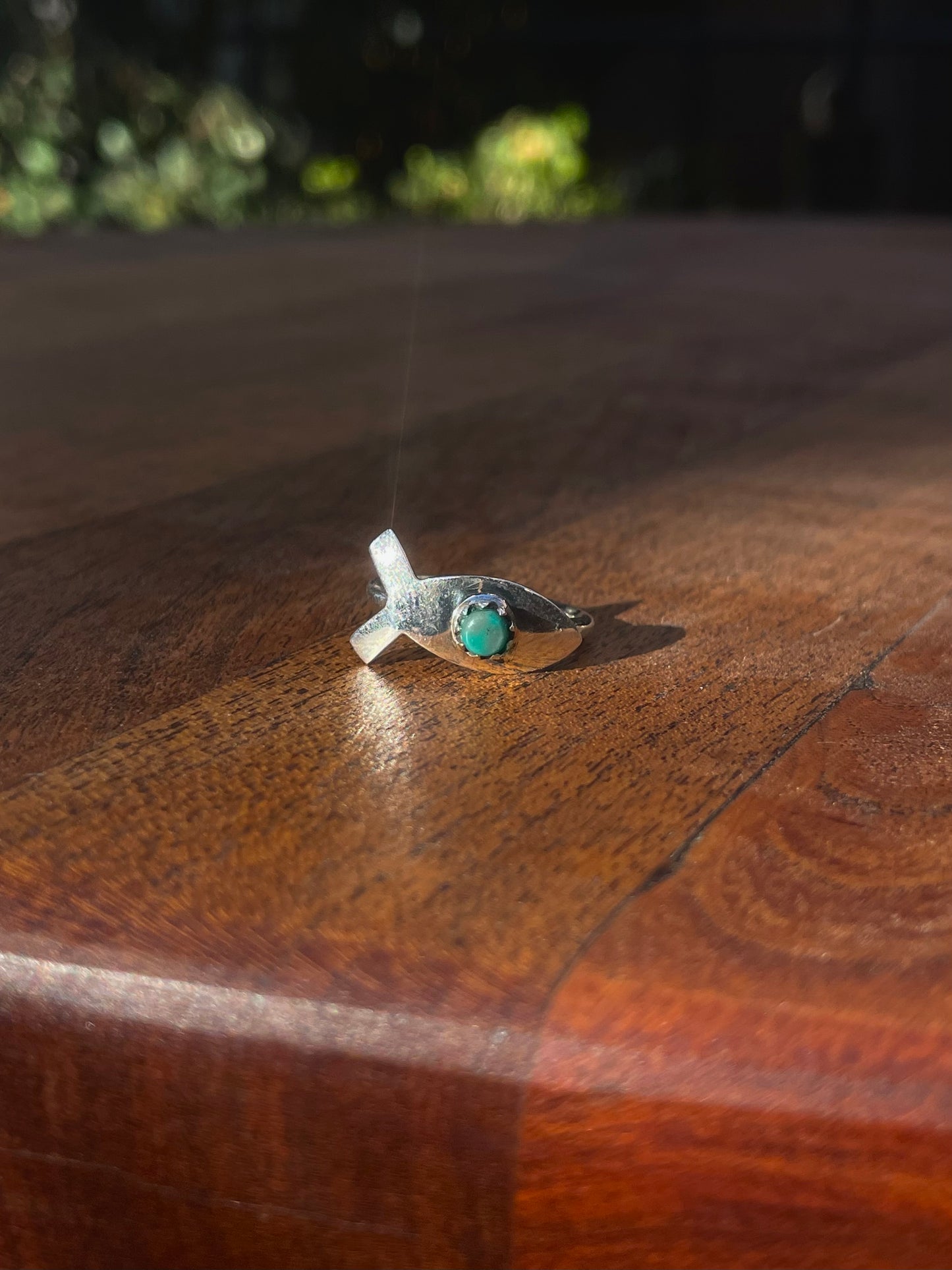 Kingman Turquoise Fish Ring | Sterling Silver 925 | Size 6 C813