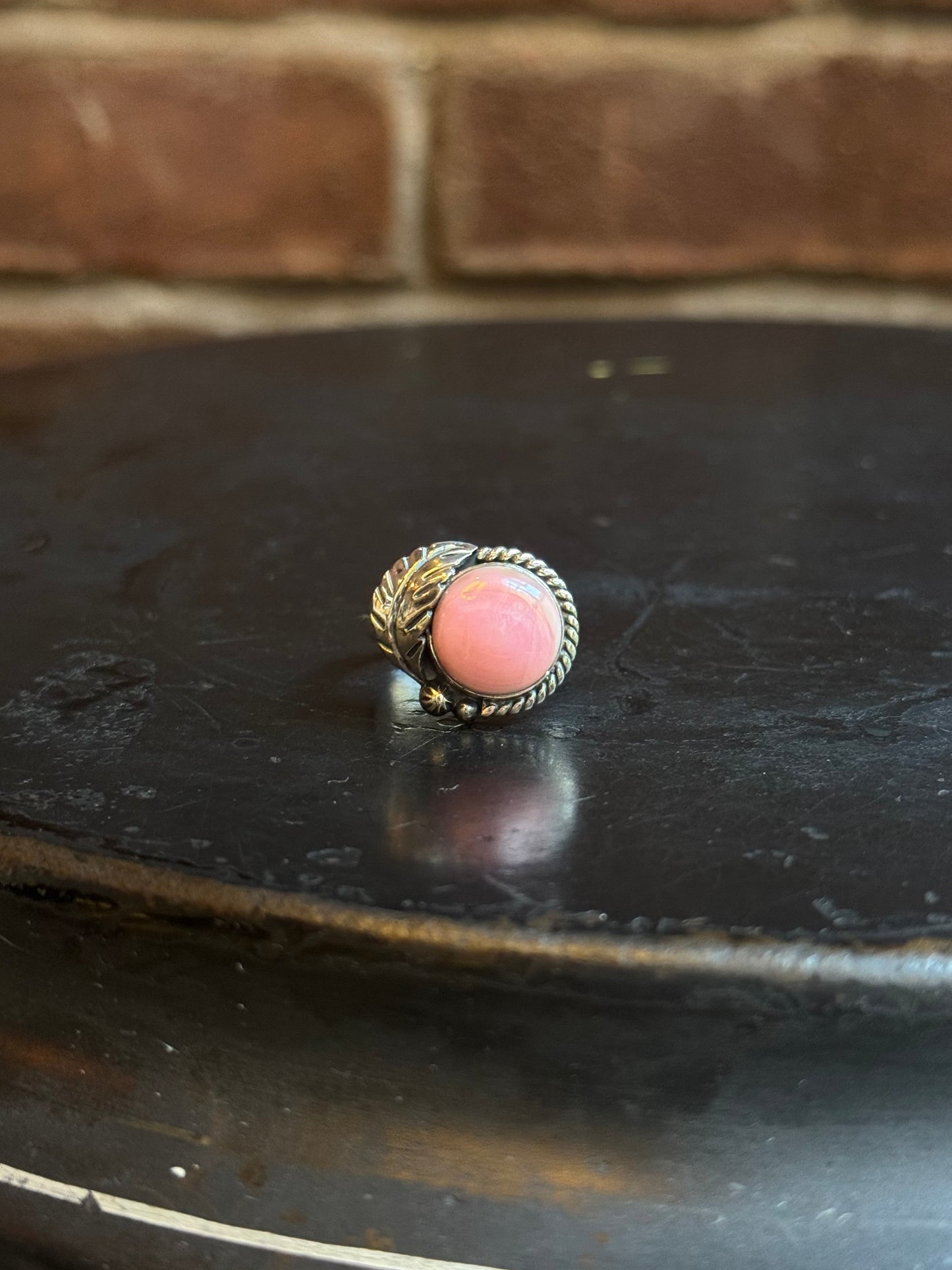 Pink Conch Feather Ring | Sterling Silver | Size 9 | C180