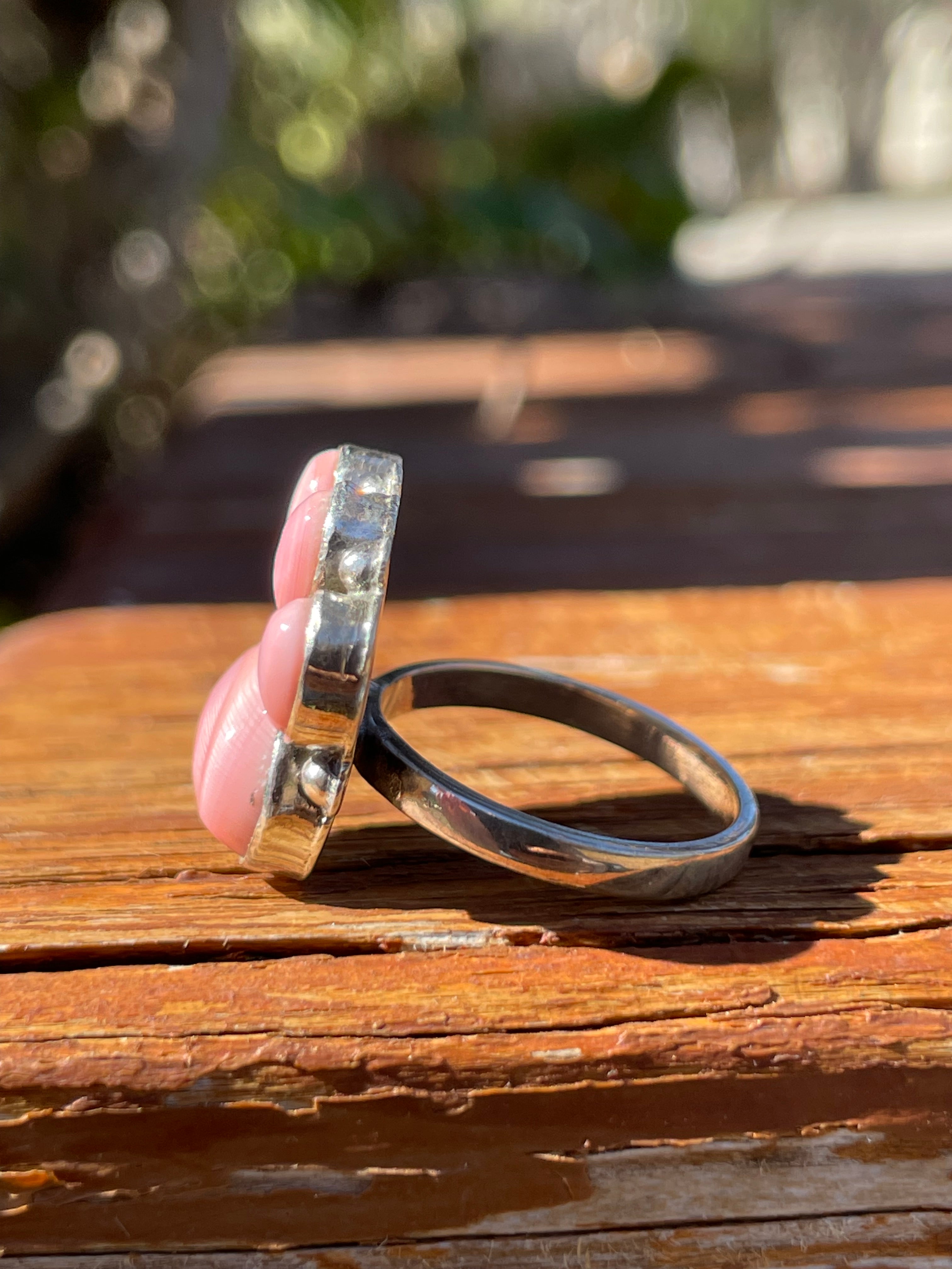 Pink Conch Paw Ring Size 7.5 | 925 Sterling Silver B930