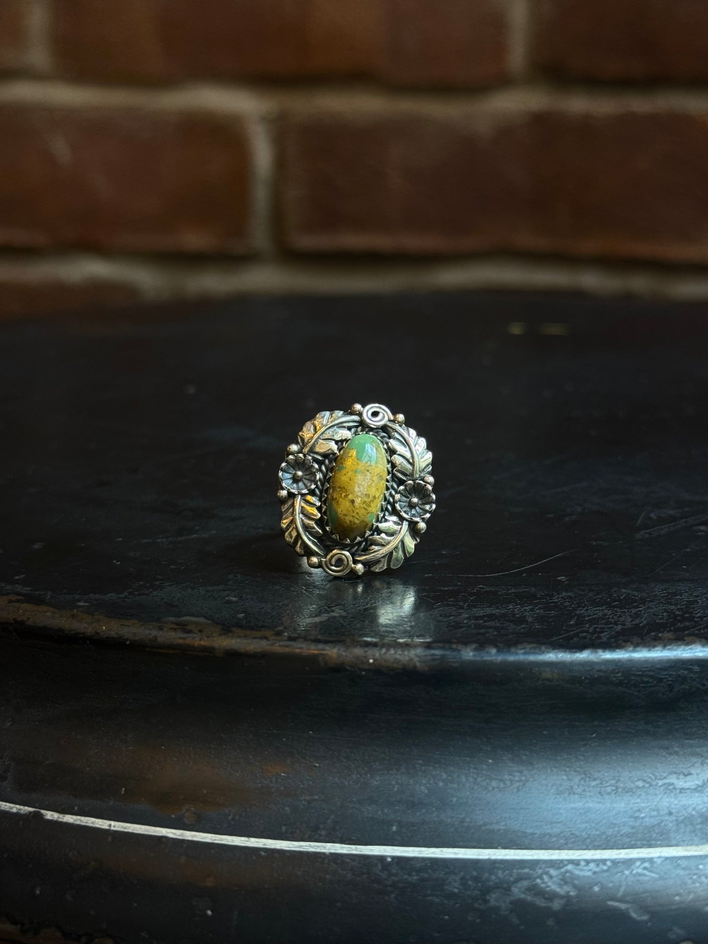 Turquoise Floral Ring Size 8 | 925 Sterling Silver C473