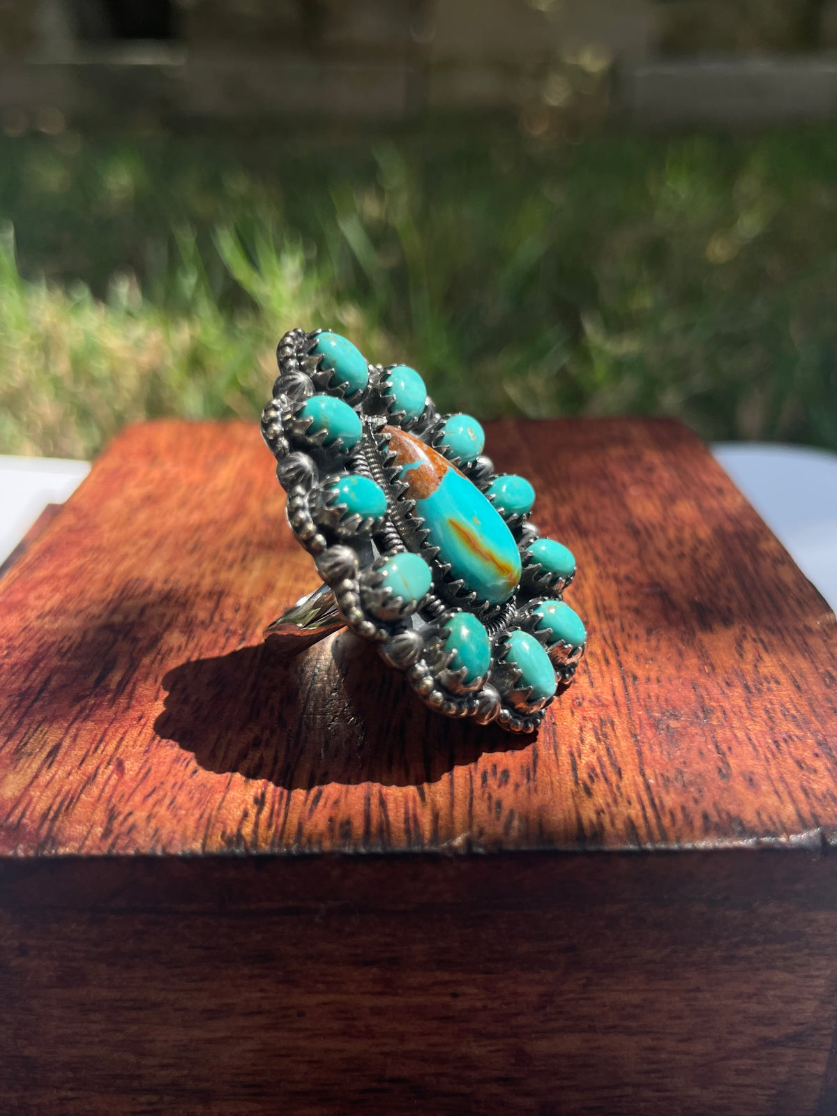 Turquoise Cluster Ring Size 6.5 | 925 Sterling Silver D257