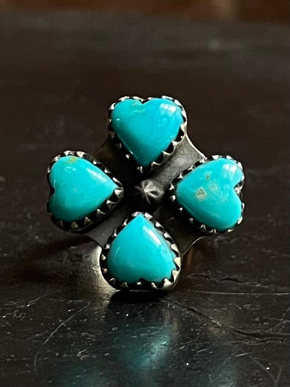 Kingman Turquoise Heart Ring Size 8 | 925 Sterling Silver G476