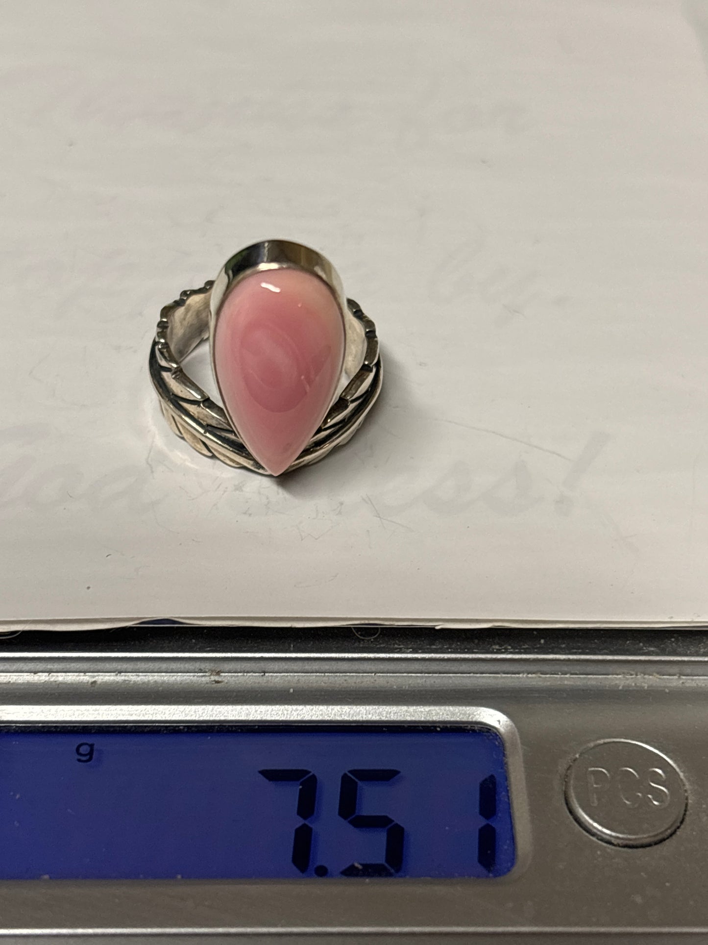 Pink Conch Feather Ring Size 5.5 | 925 Sterling Silver C877