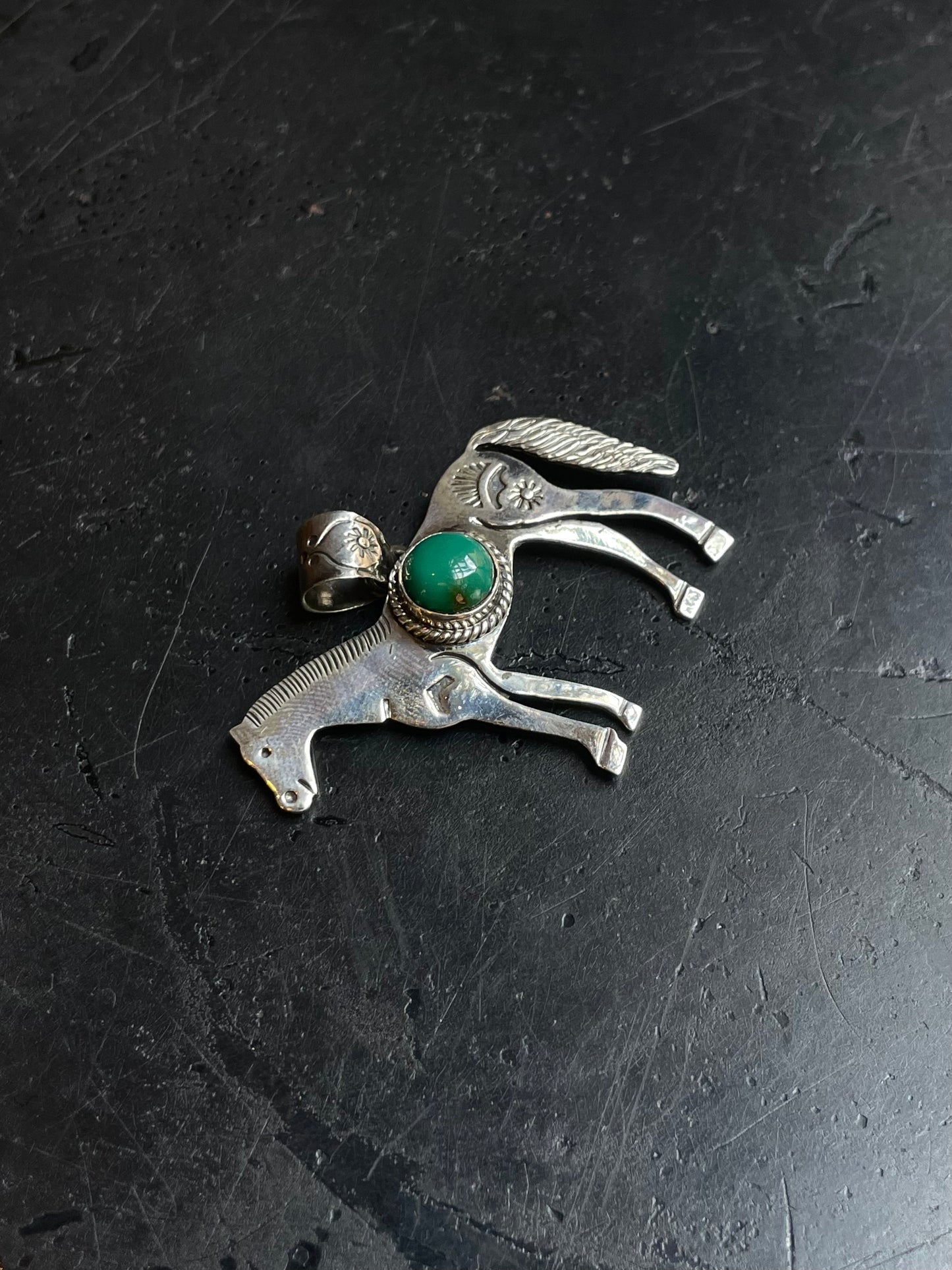 Kingman Turquoise Horse Pendant | 925 Sterling Silver E245