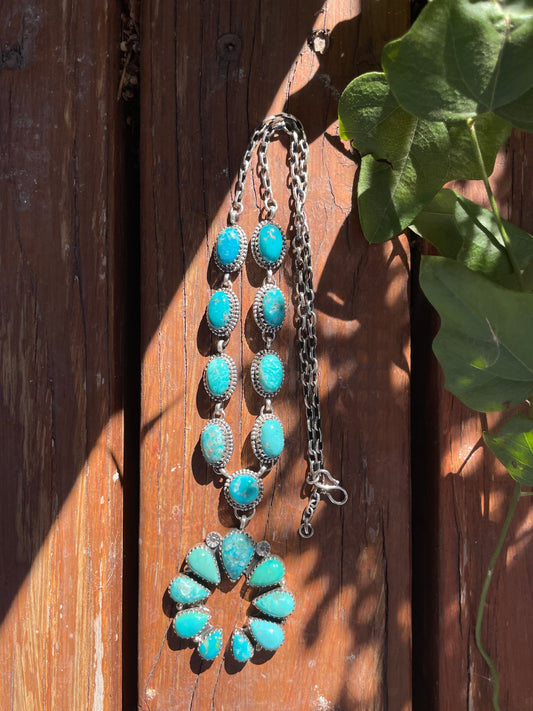 Kingman Turquoise Naja Necklace | Sterling Silver 925 B876