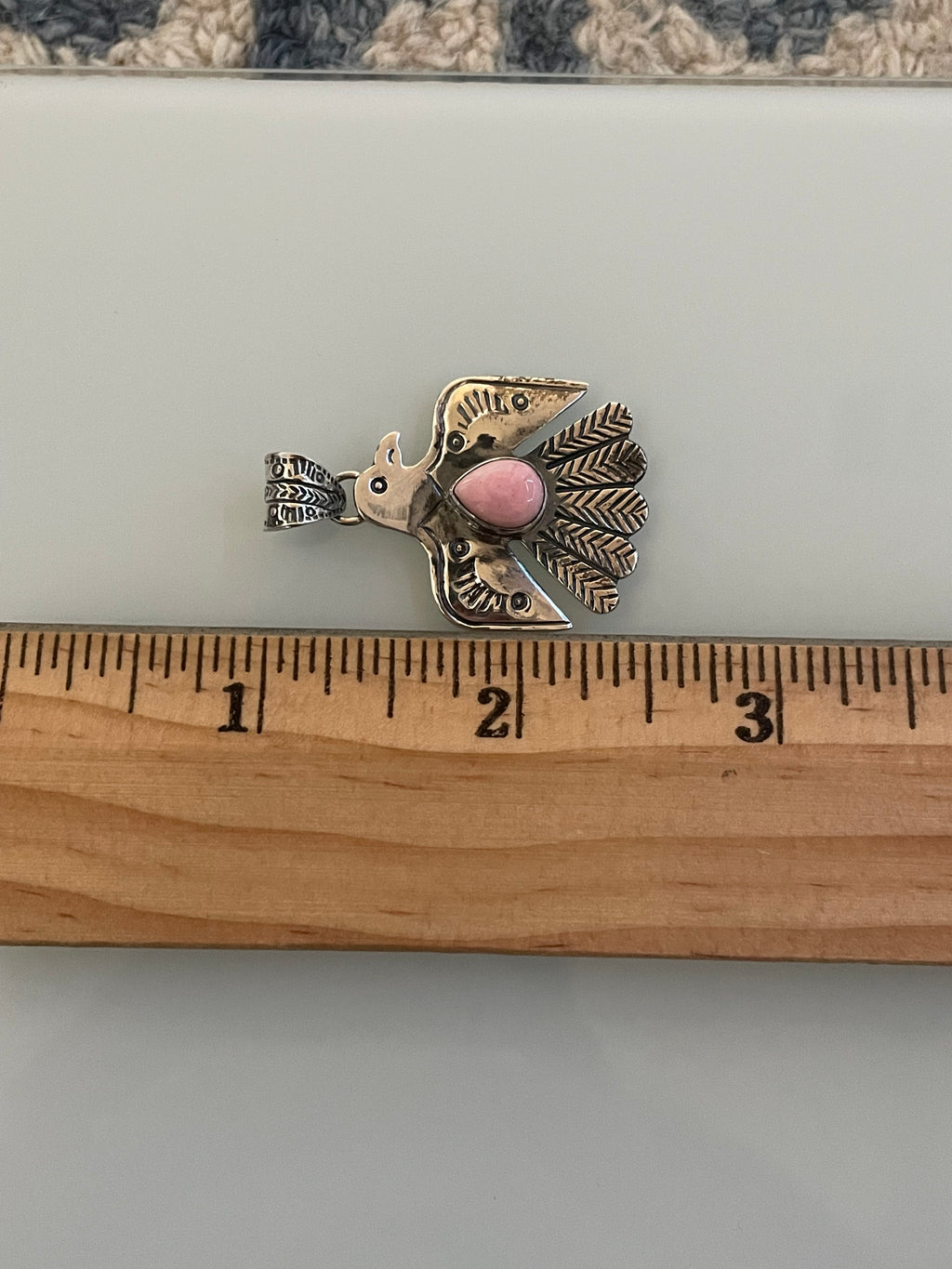 Pink Conch Thunderbird Pendant | 925 Sterling Silver C962