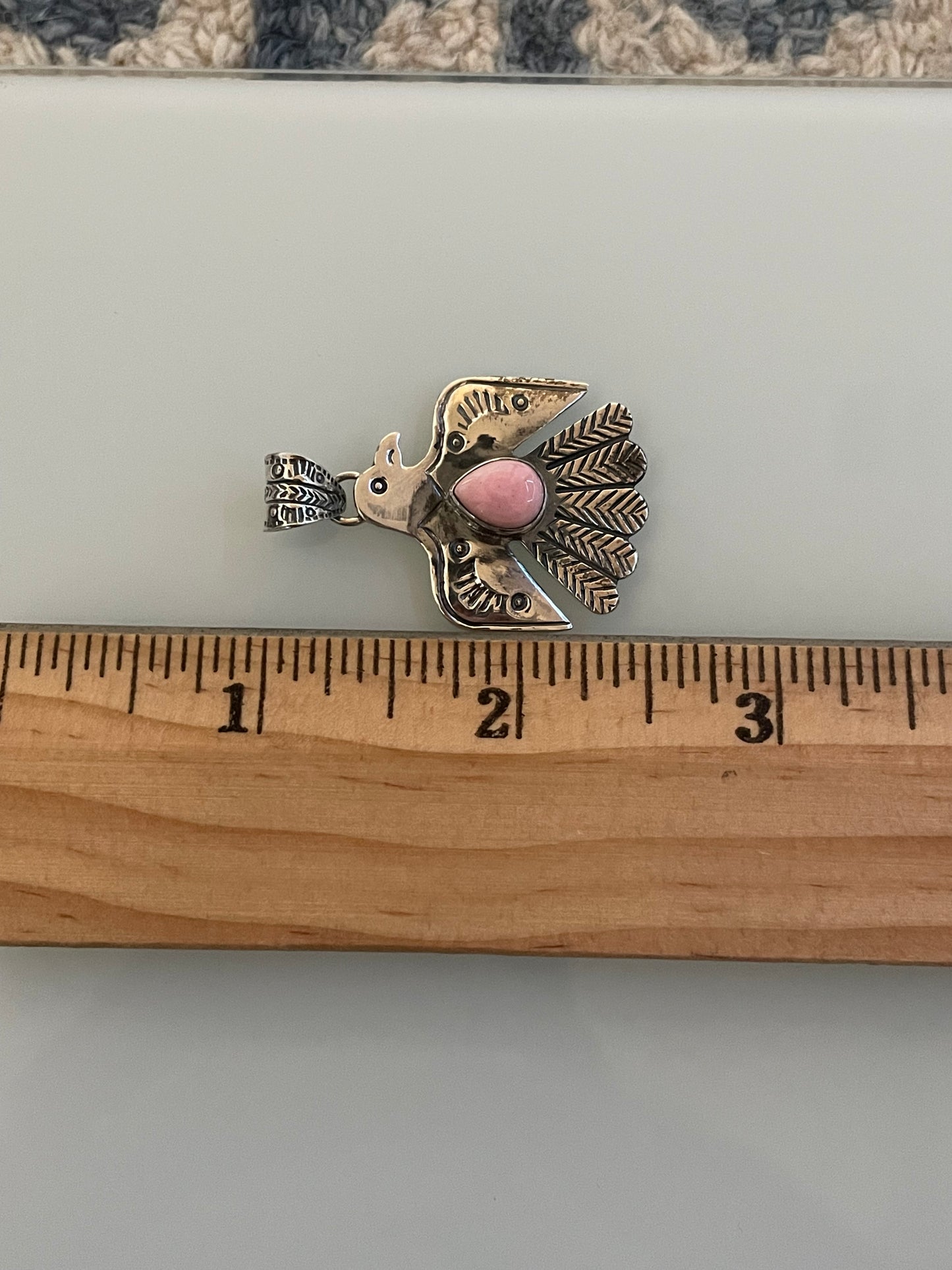 Pink Conch Thunderbird Pendant | 925 Sterling Silver C962