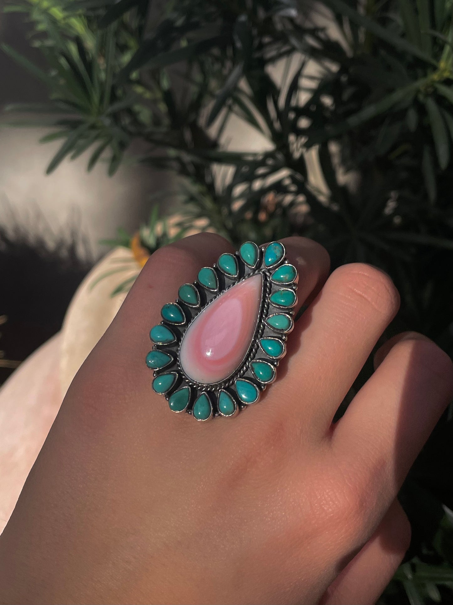Kingman Turquoise Pink Conch Ring Size 5.75 | Sterling Silver 925 C799