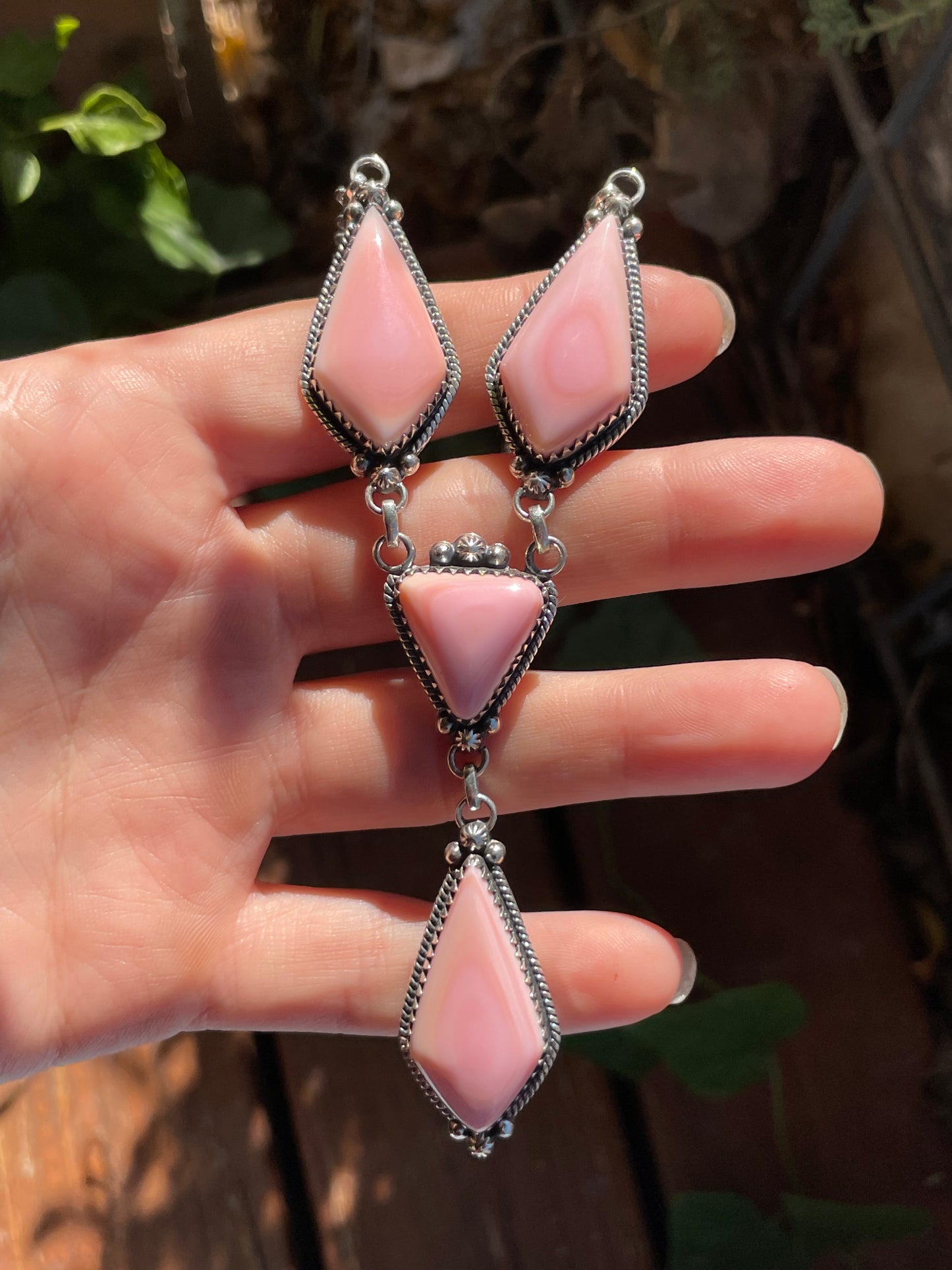 Pink Conch Lariat Necklace | 925 Sterling Silver B664