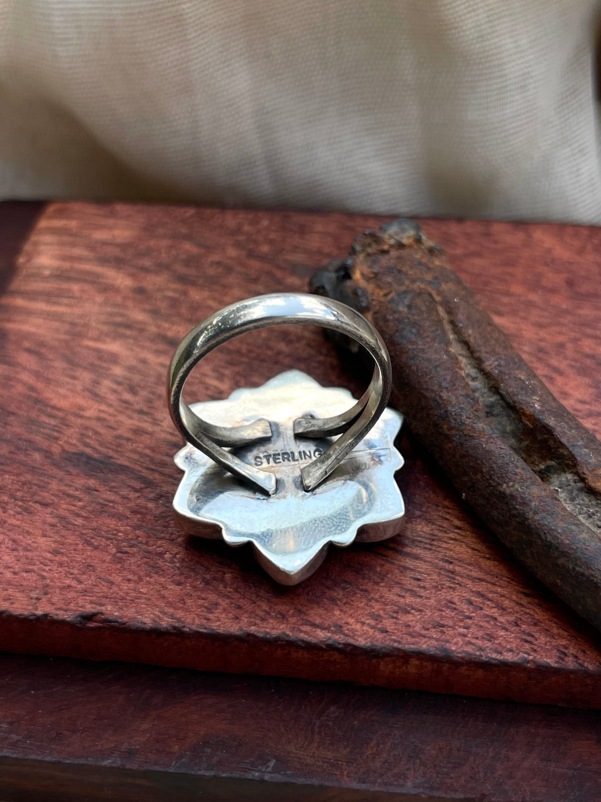 Turquoise Flower Ring Size 9 | 925 Sterling Silver C553