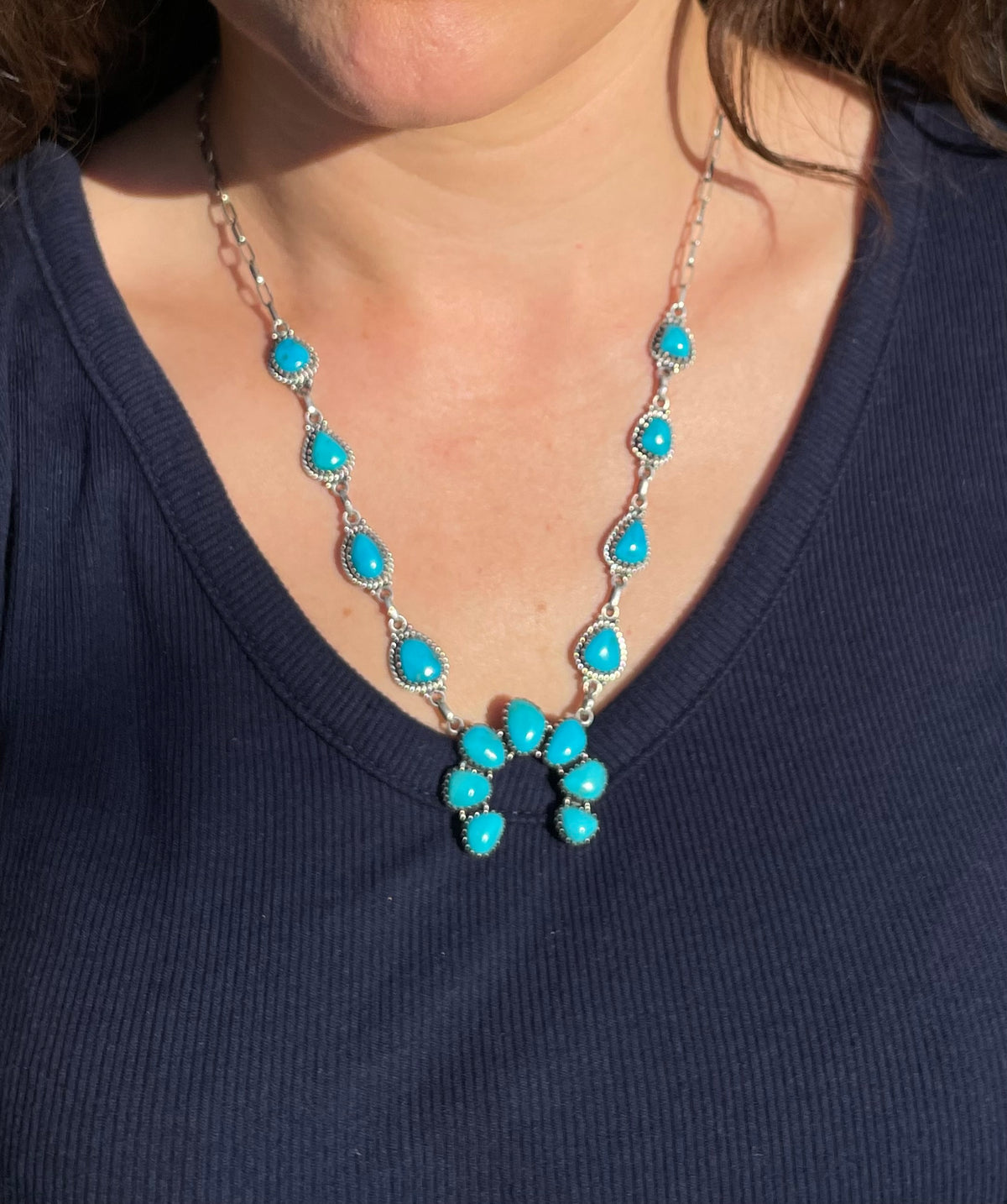 Kingman Turquoise Naja Necklace | 925 Sterling Silver G399