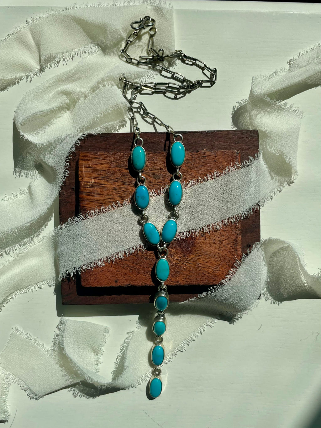 Kingman Turquoise Drop Lariat Necklace | 925 Sterling Silver G597