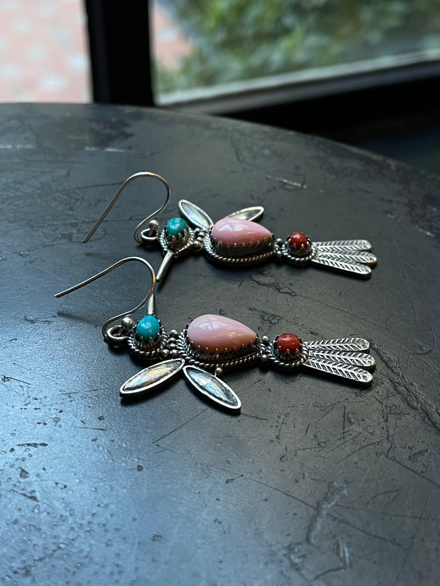 Pink Conch & Turquoise Earrings | 925 Sterling Silver E397