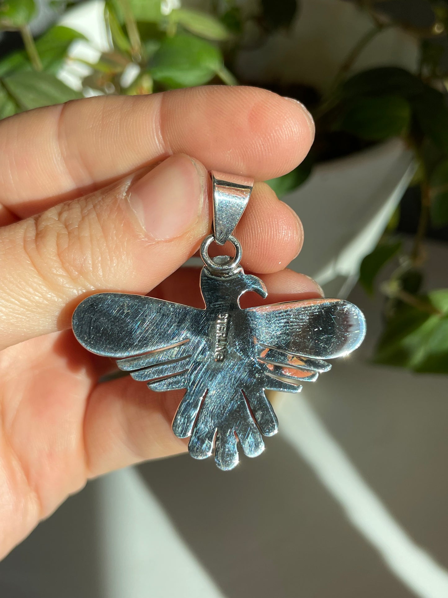 Pink Conch Thunderbird Pendant | Sterling Silver 925 B798