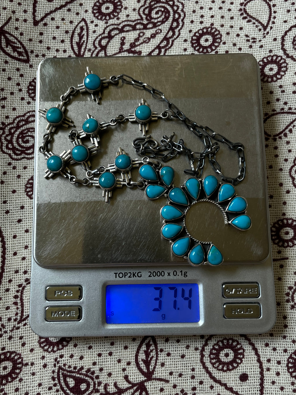 Turquoise Naja Necklace with Zia Cross Stations | 925 Sterling Silver D321